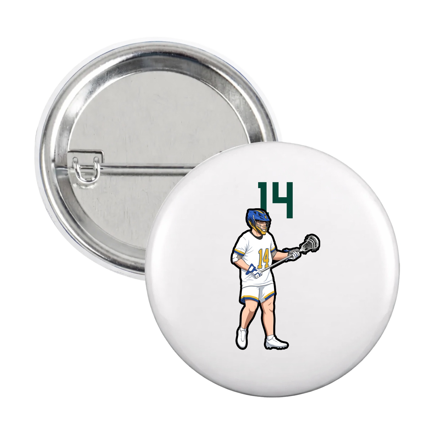 Game Day Button — Number Top in White