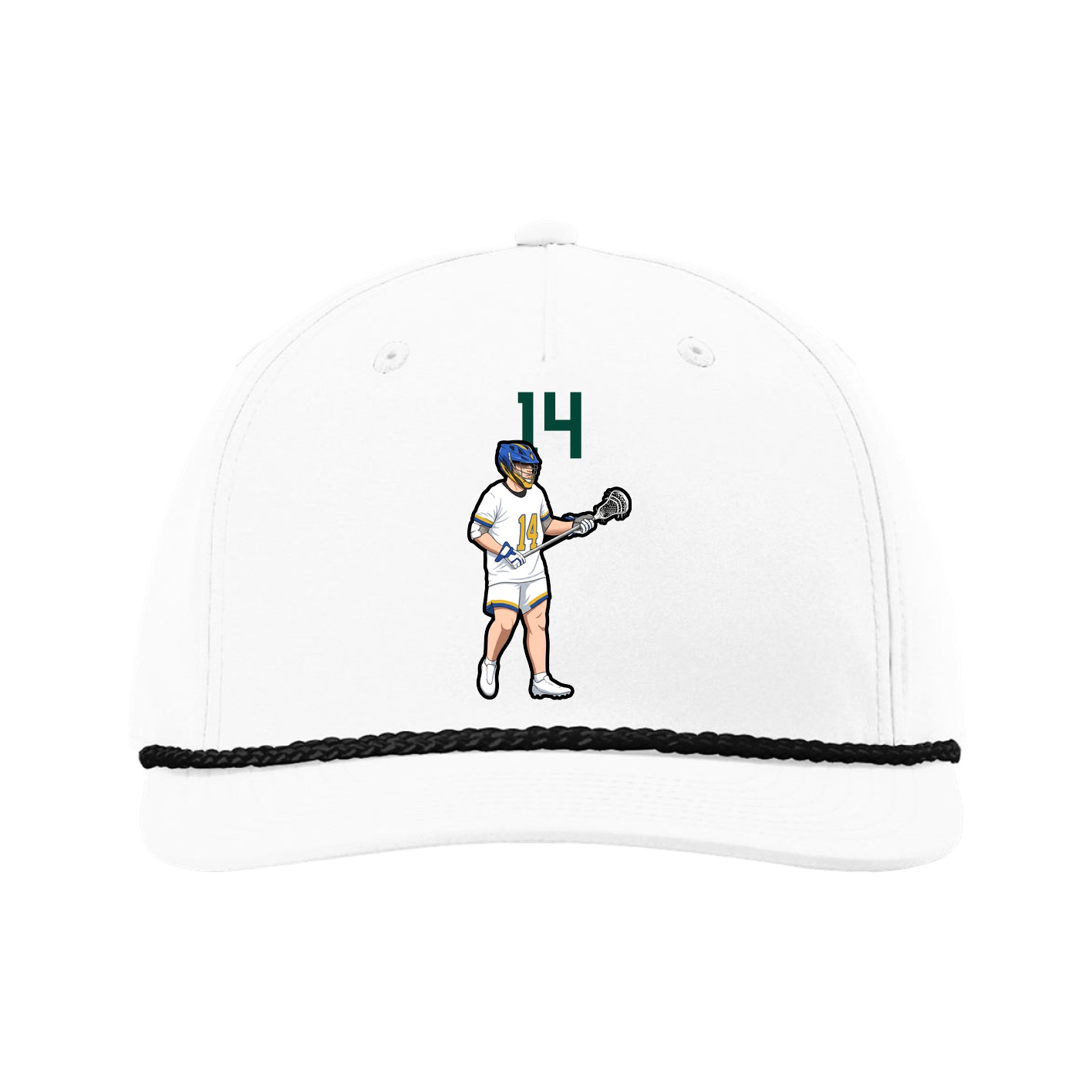 Five-Panel Classic Rope Cap — Number Top in White