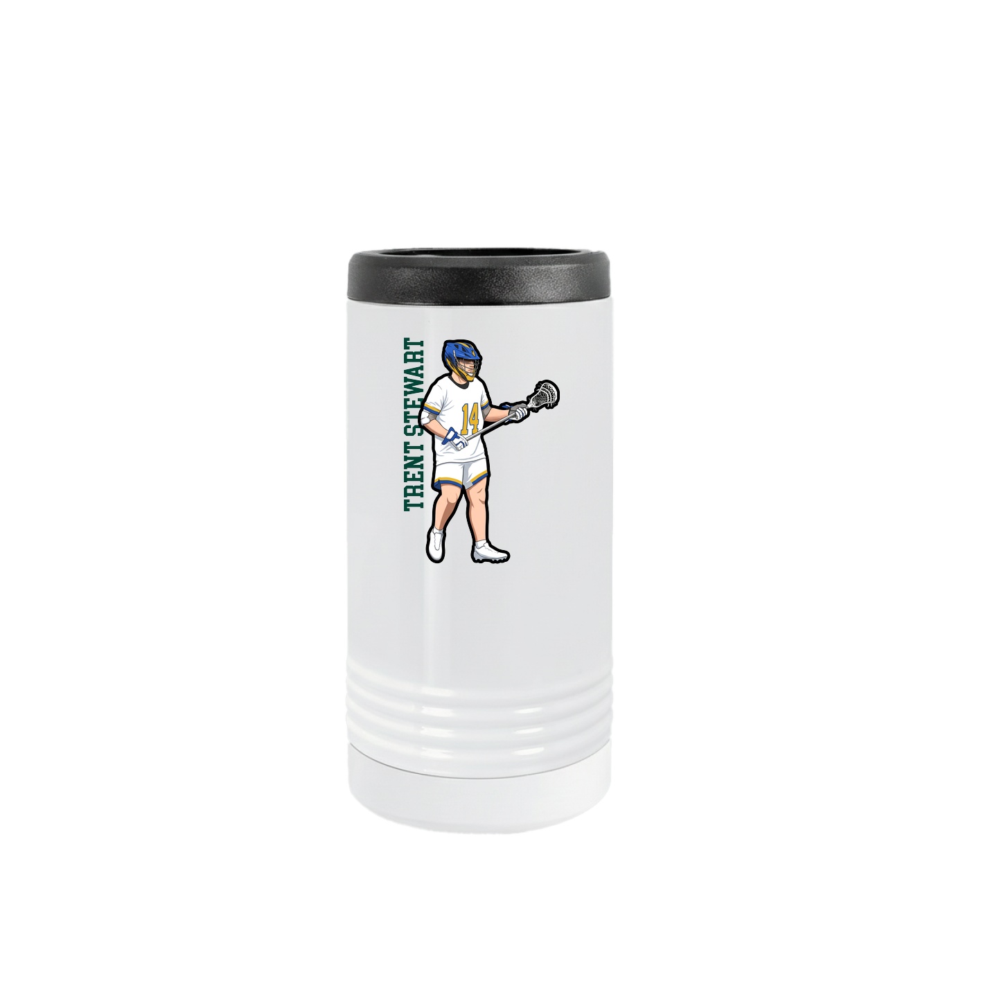 Slim Beverage Holder — Name Vertical in White