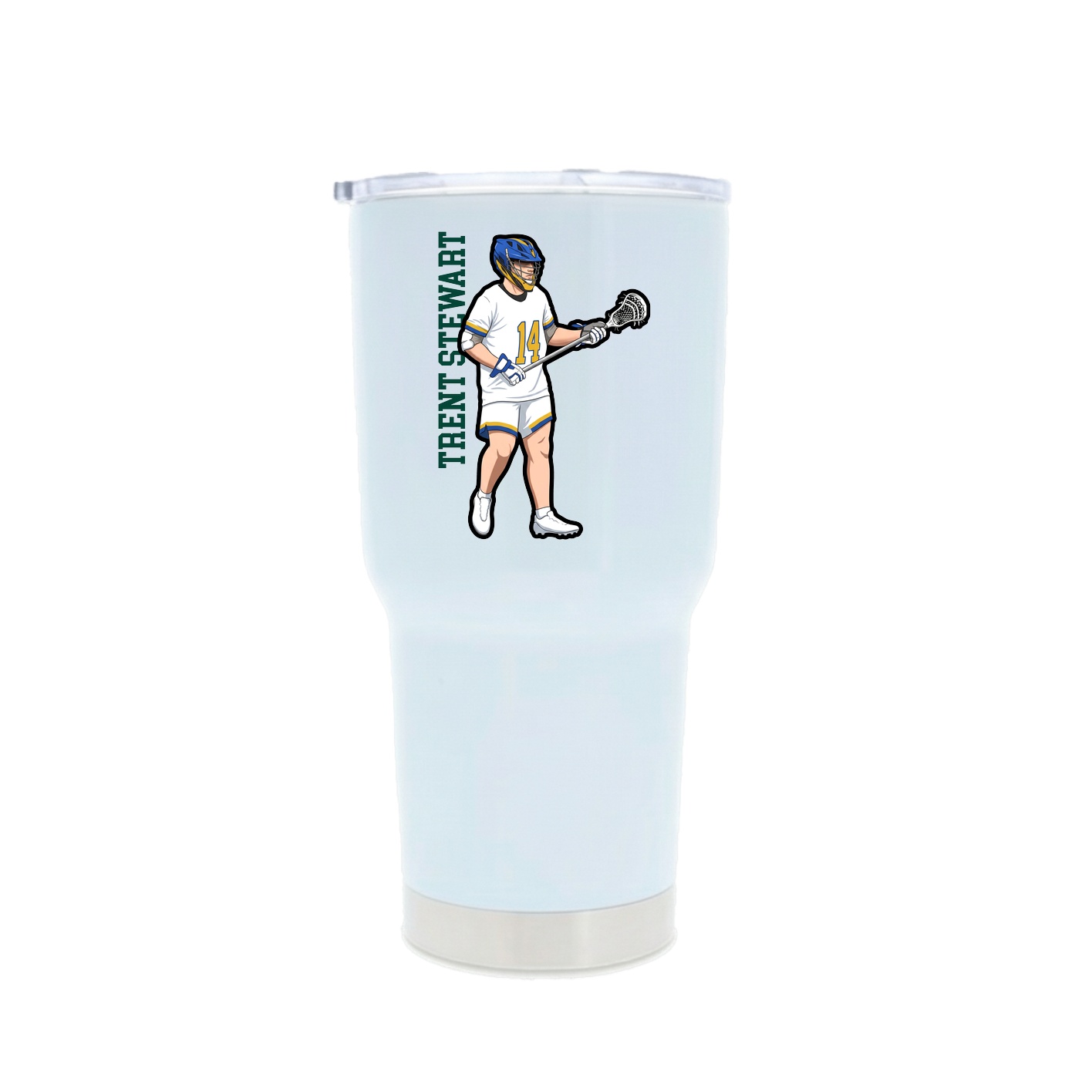 30oz Stainless Steel Tumbler — Name Vertical in White