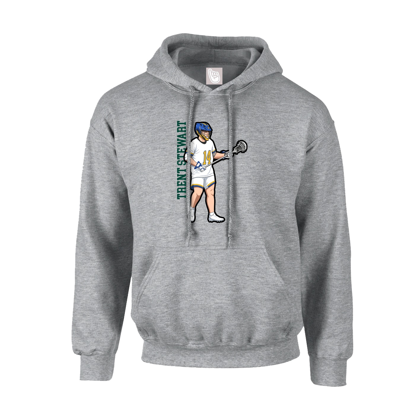 Youth Hoodie — Name Vertical in Grey
