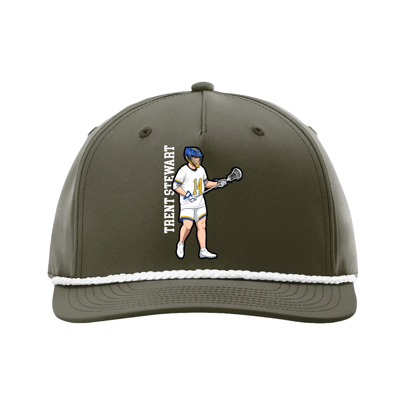 Five-Panel Classic Rope Cap — Name Vertical in Green