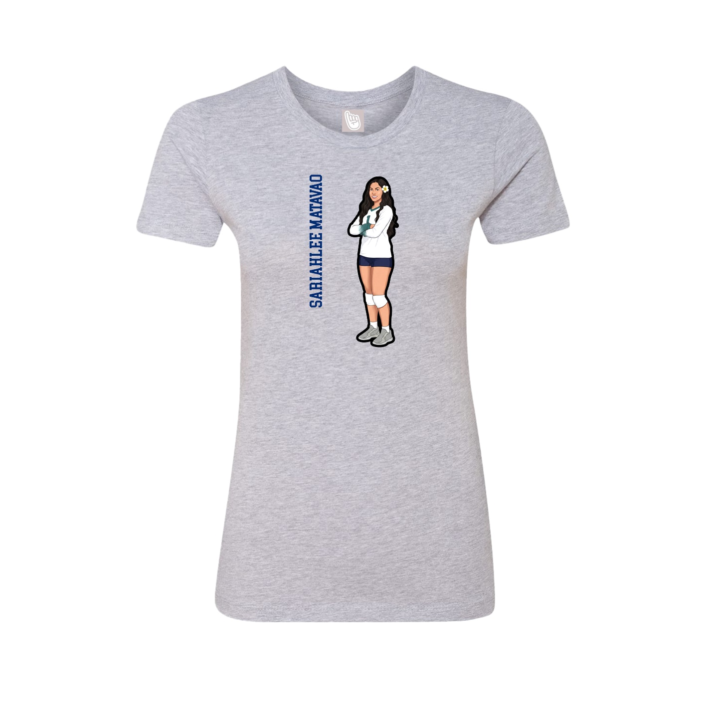 Womens Tee — Name Vertical in Grey