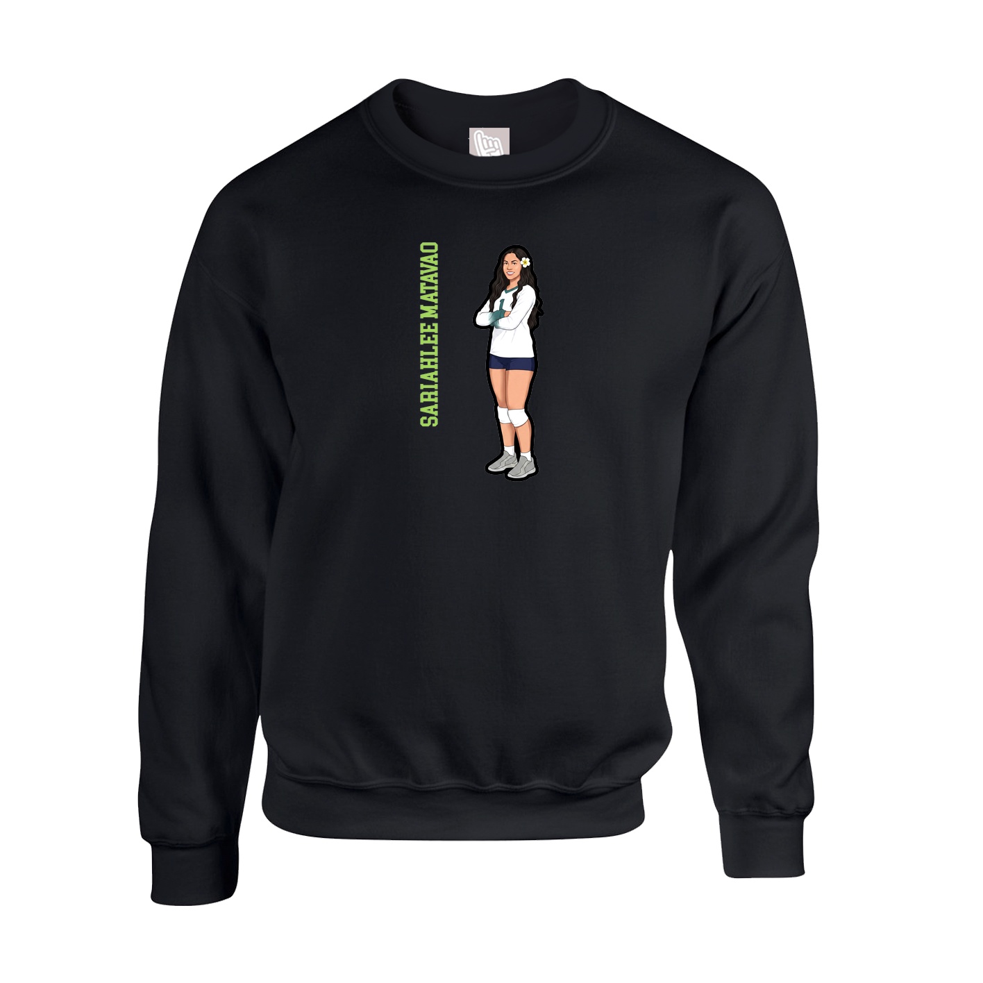 Fleece Crew — Name Vertical in Black