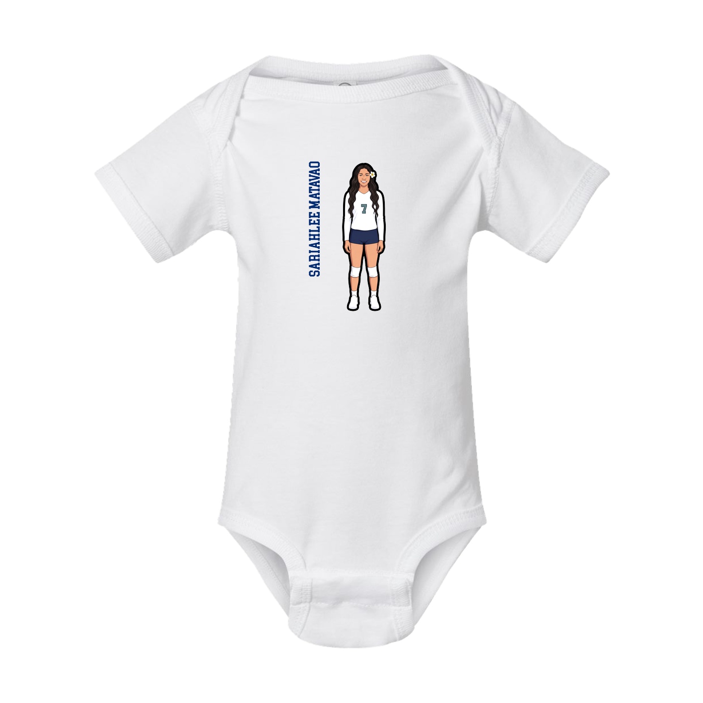 Baby Onesie — Name Vertical in White