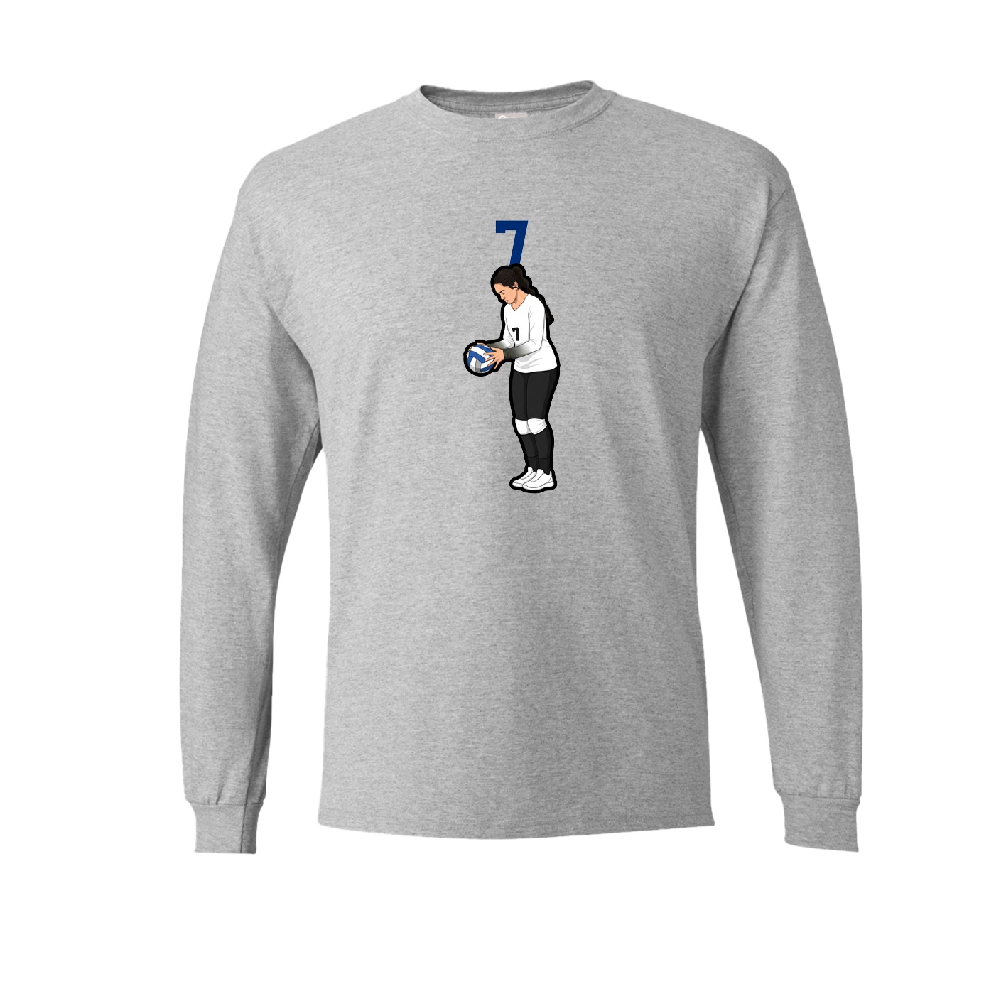Long Sleeve Tee — Number Top in Grey