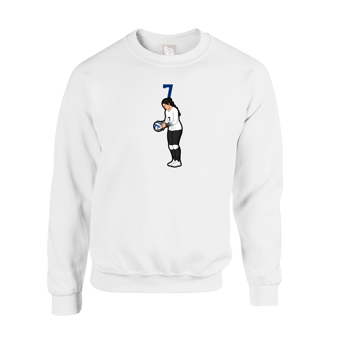 Fleece Crew — Number Top in White