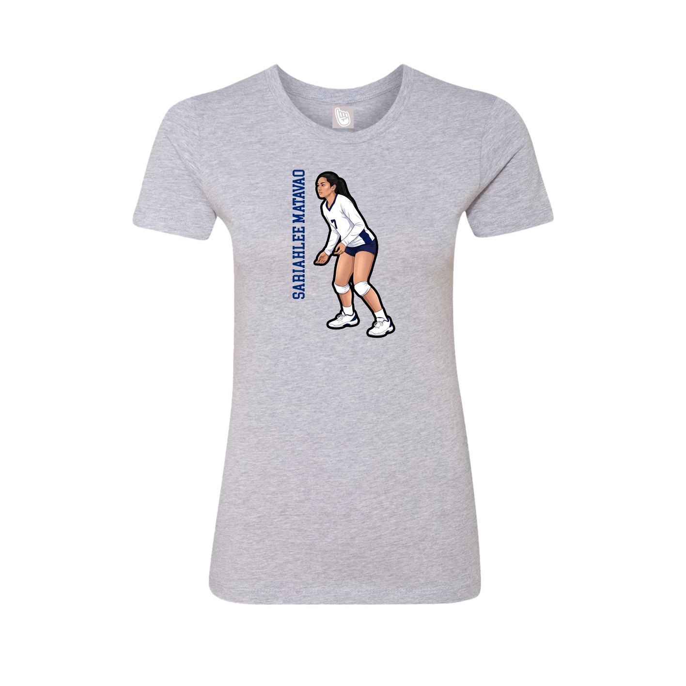 Womens Tee — Name Vertical in Grey