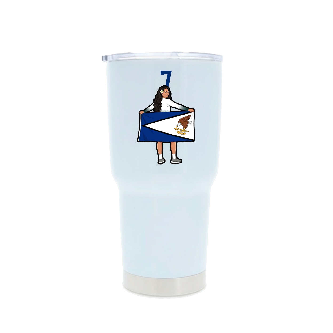 30oz Stainless Steel Tumbler — Number Top in White