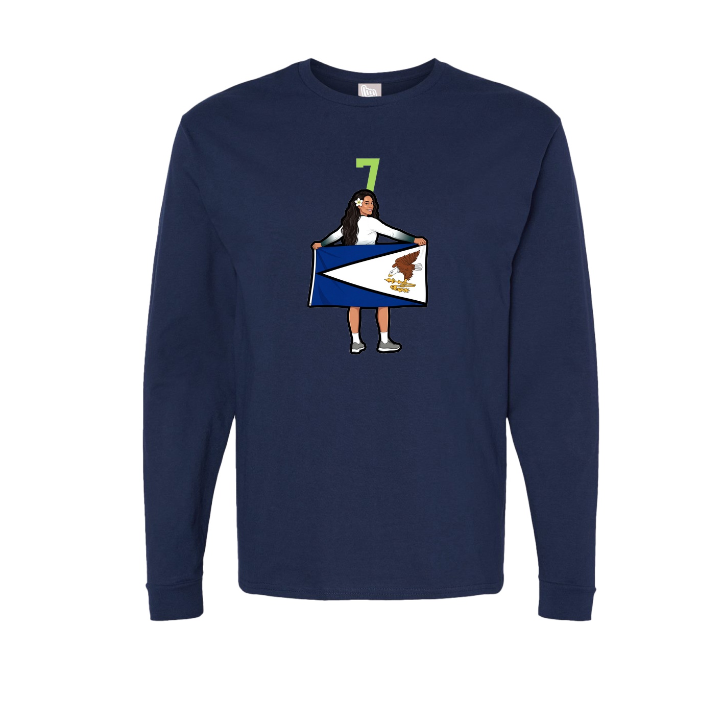 Long Sleeve Tee — Number Top in Navy