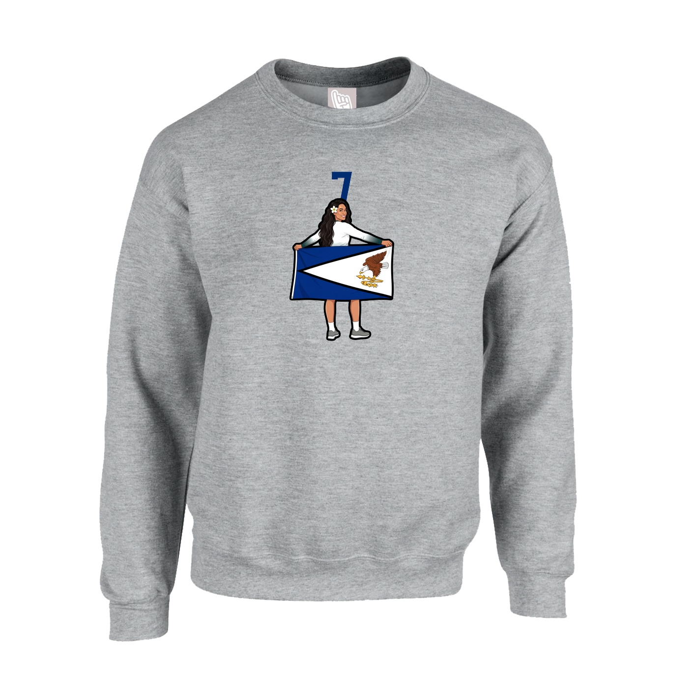 Fleece Crew — Number Top in Grey
