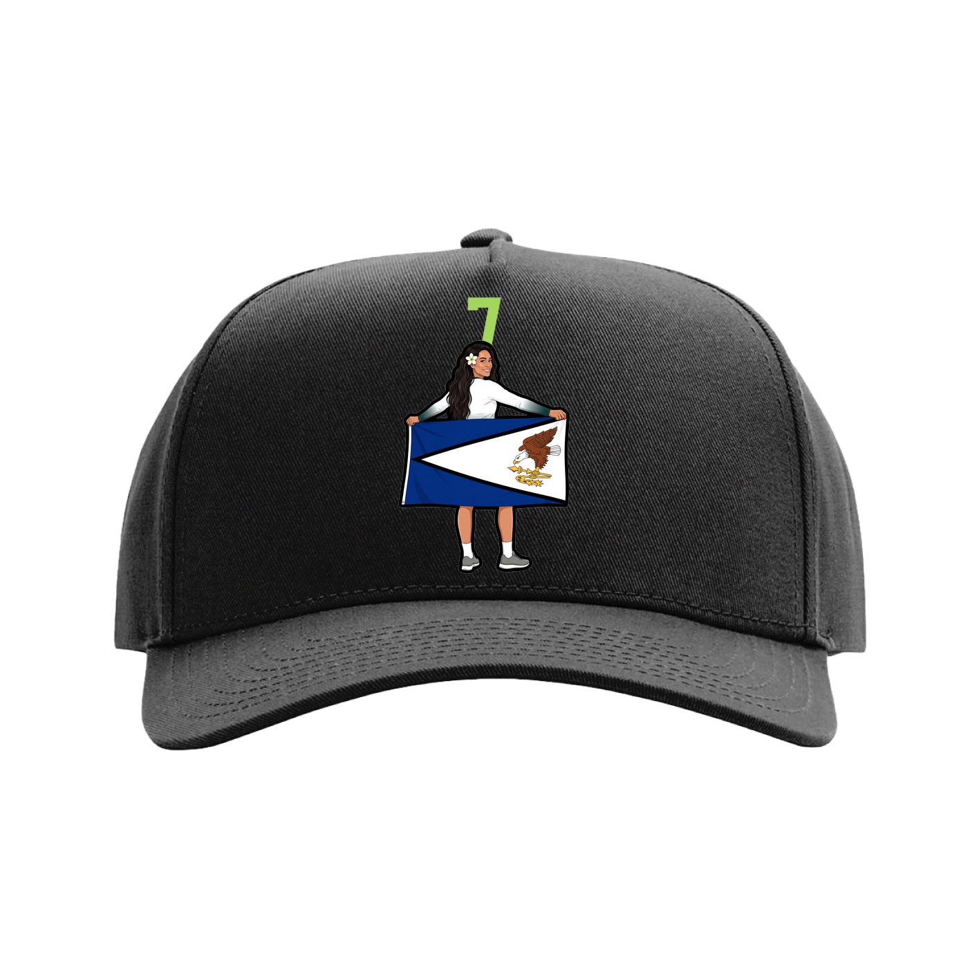 Full Fabric Five-Panel Champ Cap — Number Top in Black