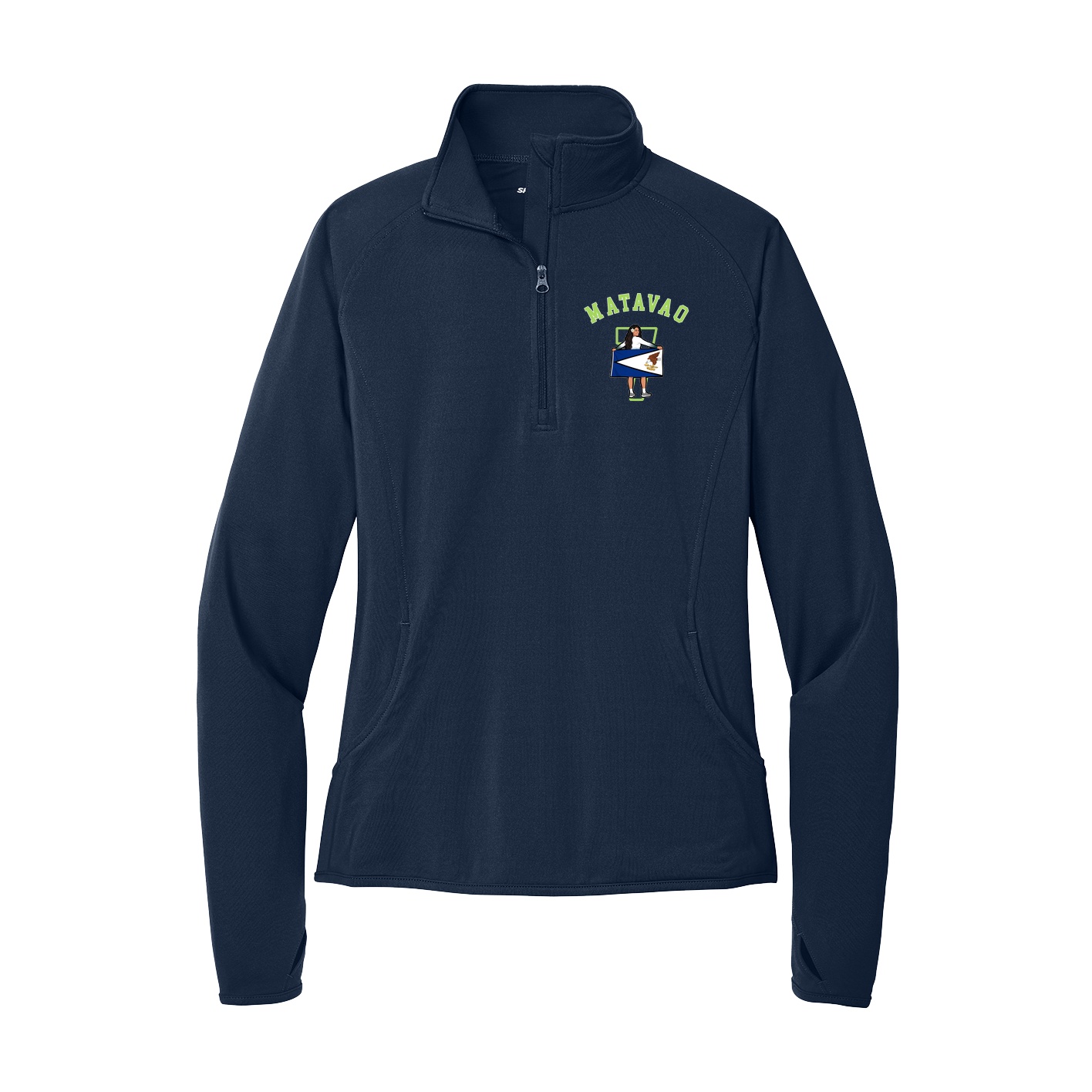 Women's Q-Zip Pullover — Shirsey Arch in Navy