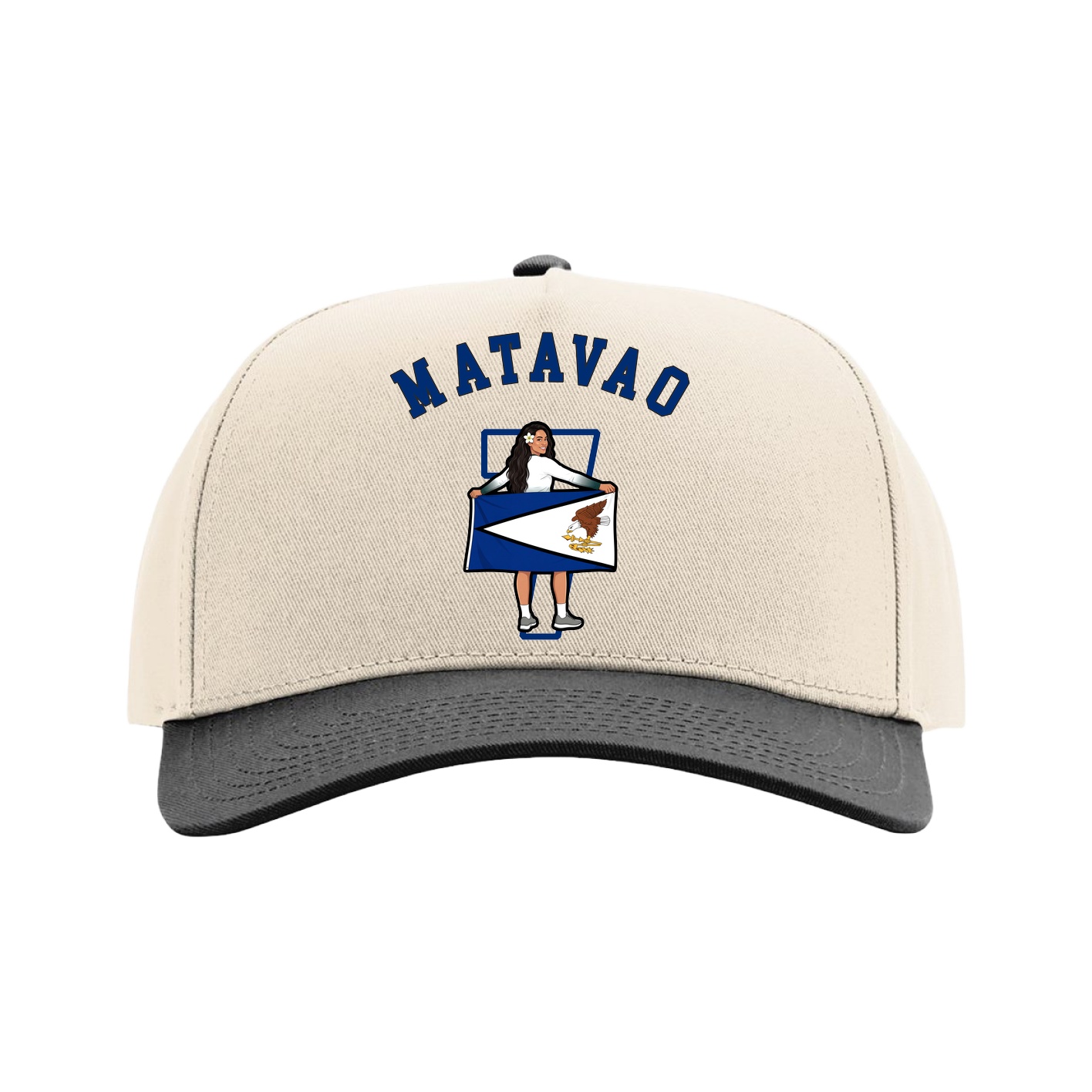 Full Fabric Five-Panel Champ Cap — Shirsey Arch in Cream/Black