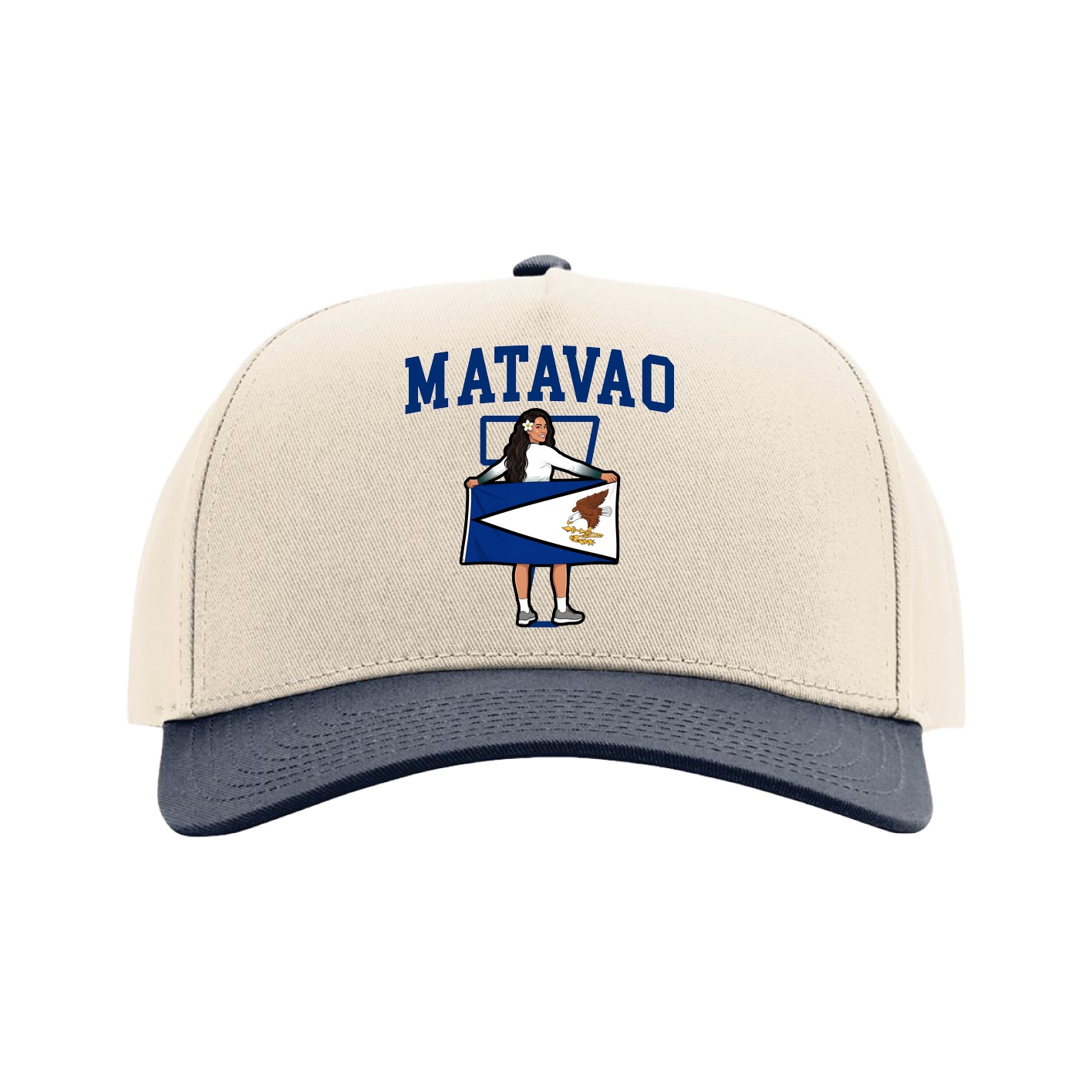 Full Fabric Five-Panel Champ Cap — Shirsey in Cream/Navy