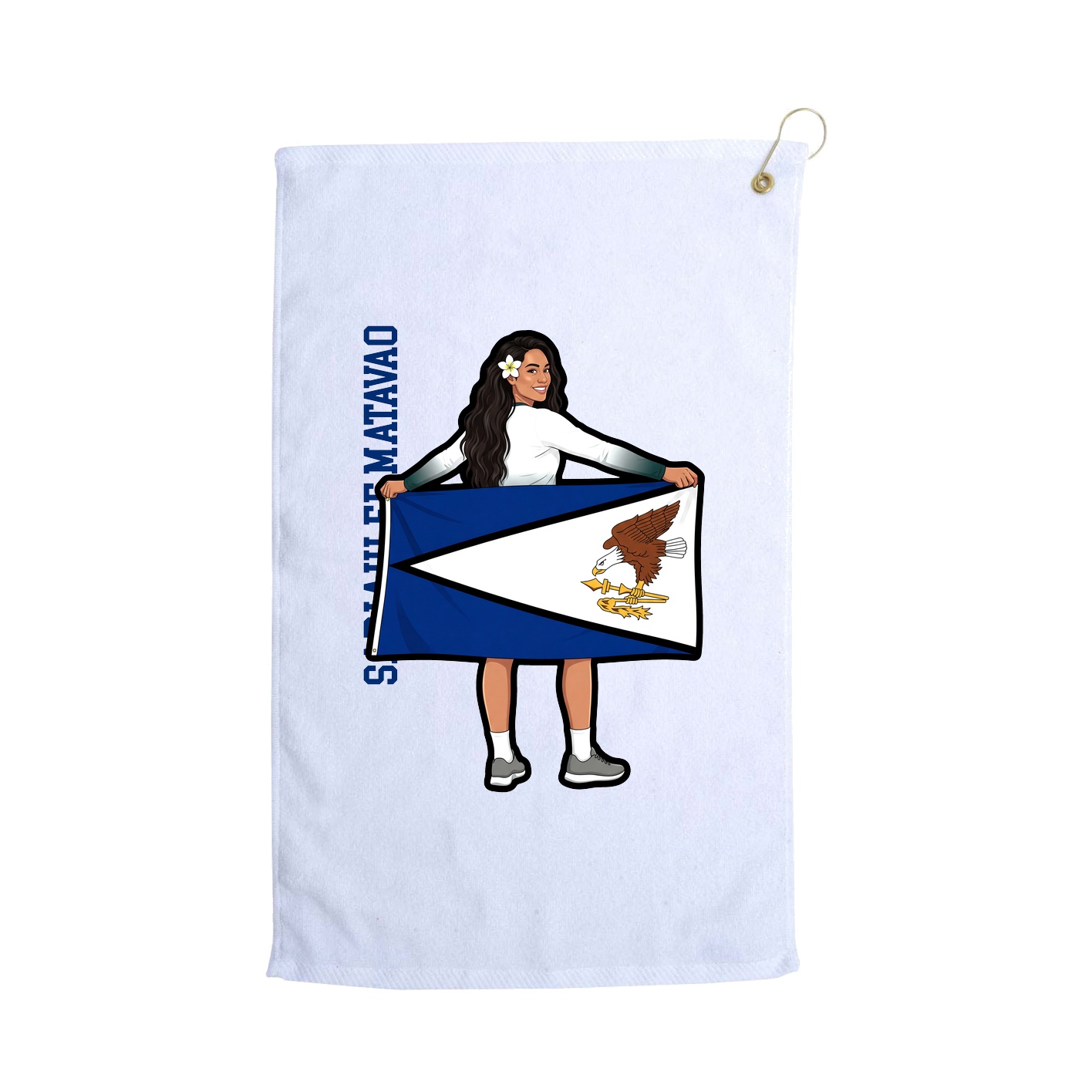 Golf Towel — Name Vertical in White