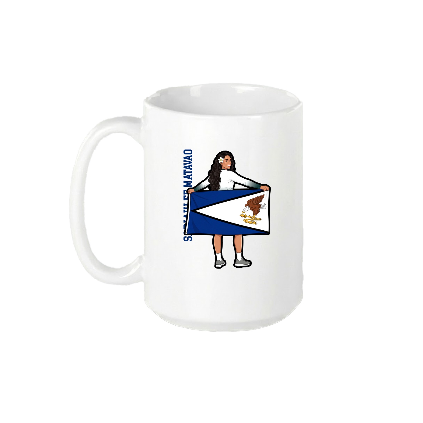 15oz Coffee Mug — Name Vertical in White