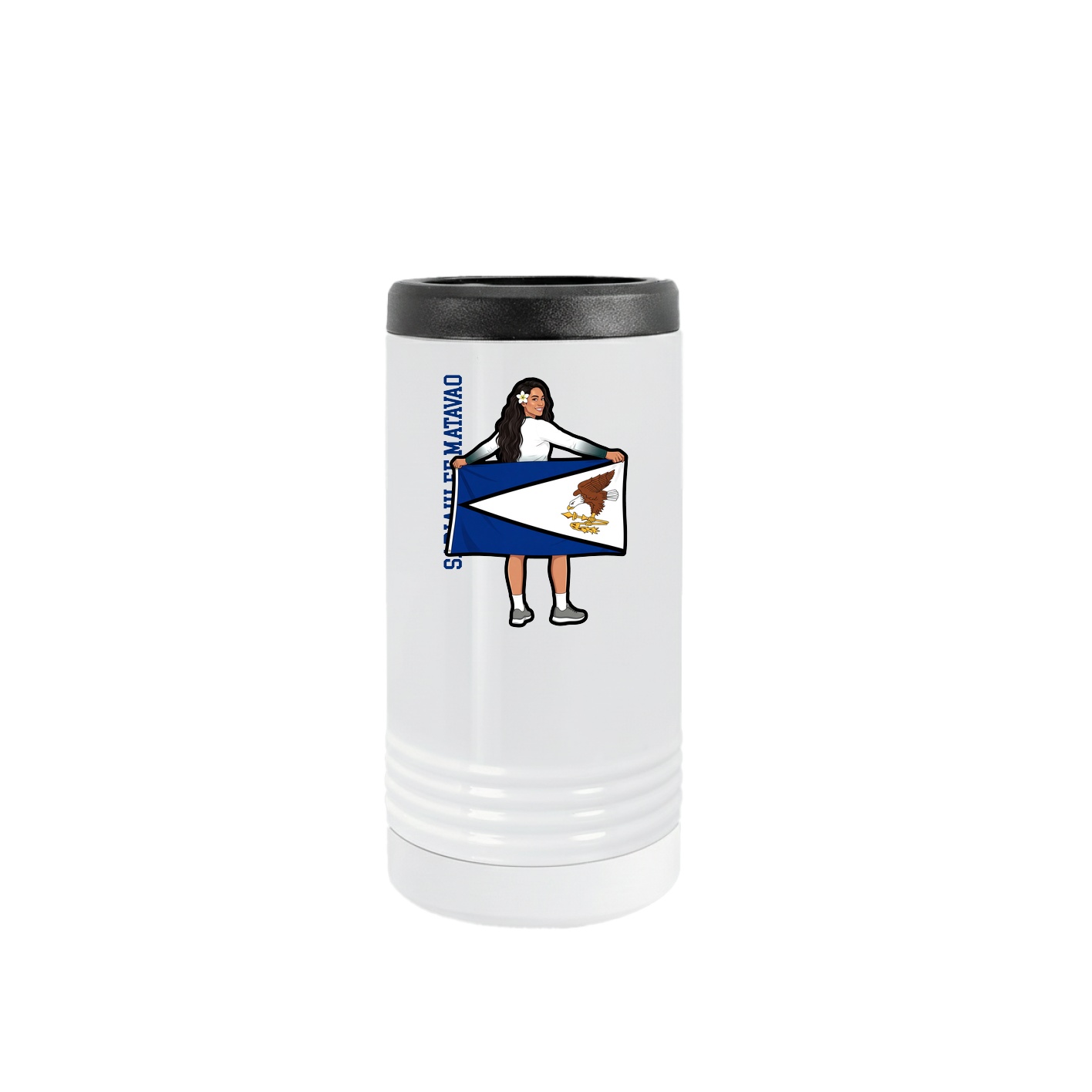 Slim Beverage Holder — Name Vertical in White