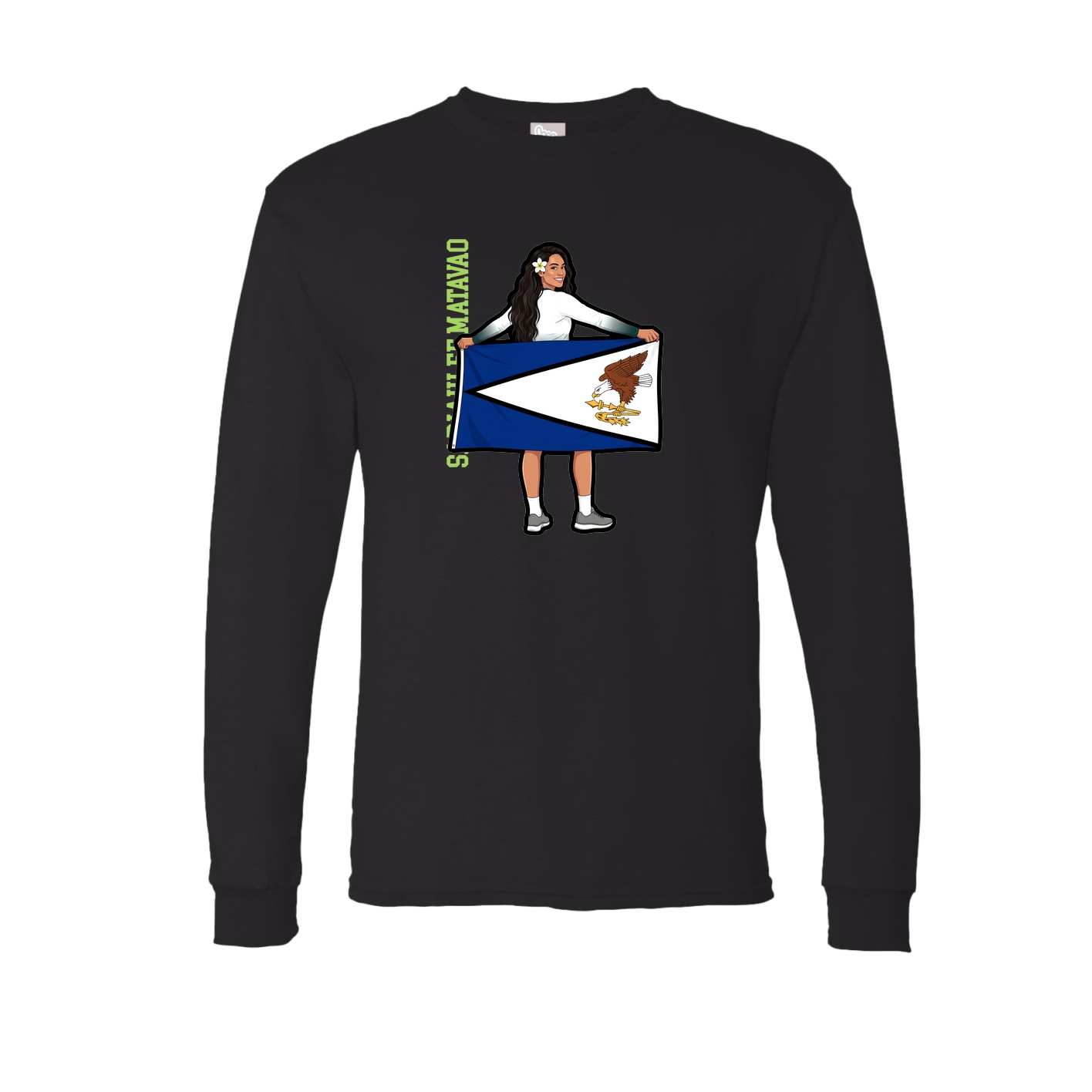 Long Sleeve Tee — Name Vertical in Black