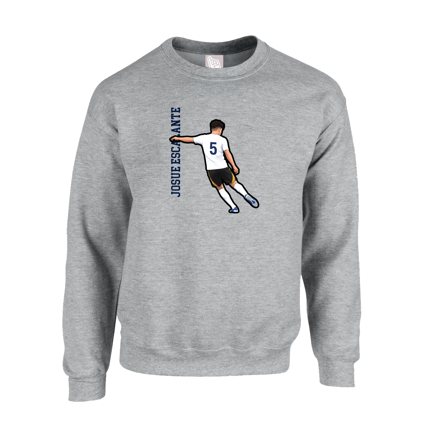 Fleece Crew — Name Vertical in Grey