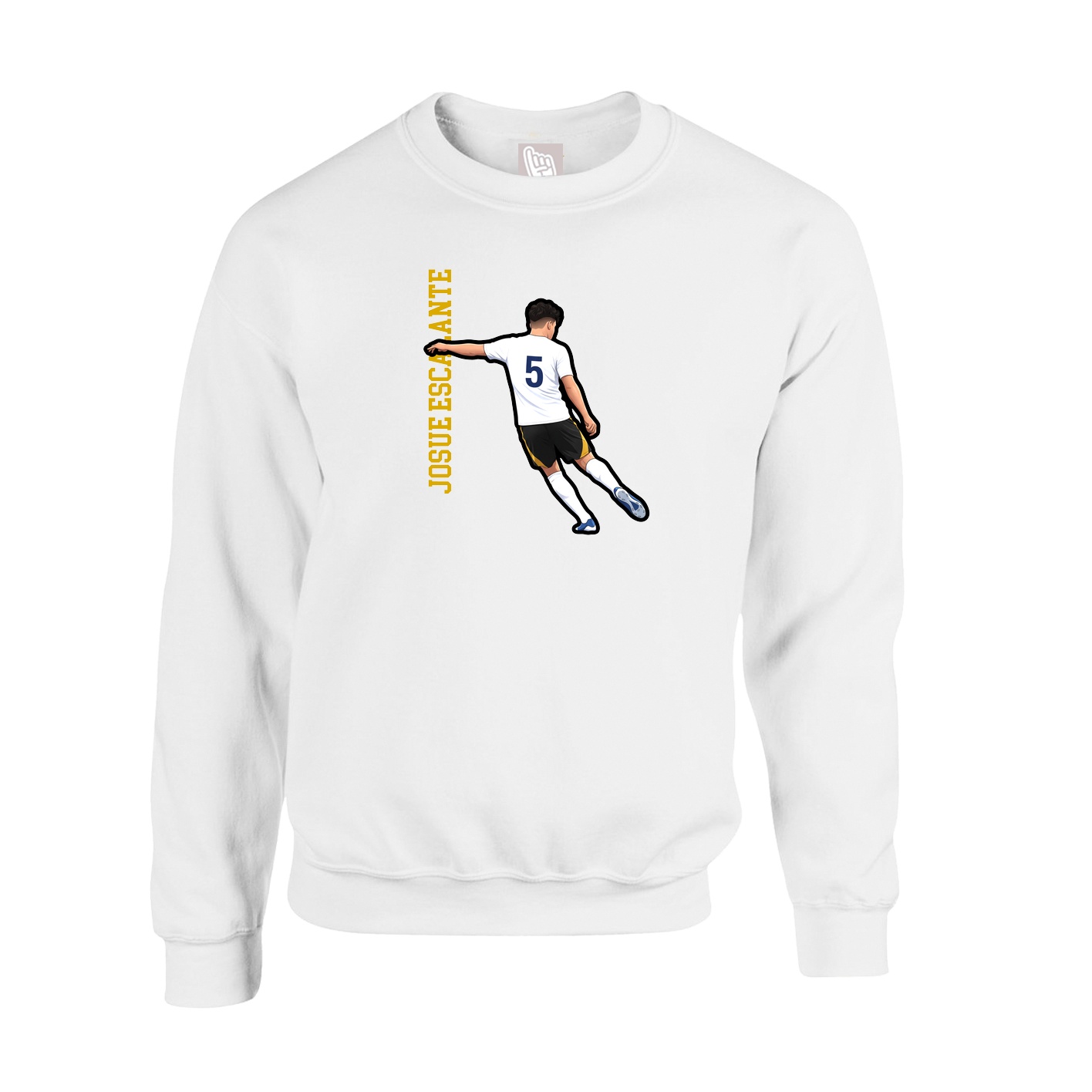 Fleece Crew — Name Vertical in White
