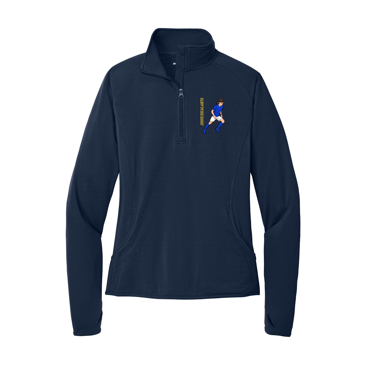 Women's Q-Zip Pullover — Name Vertical in Navy