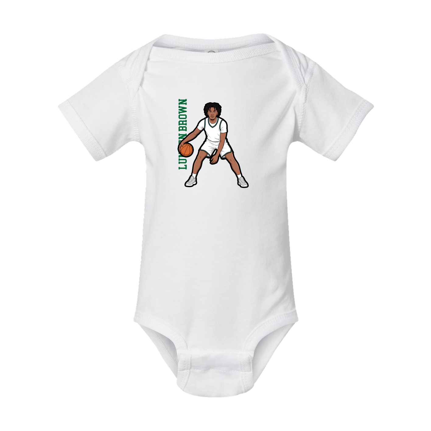 Baby Onesie — Name Vertical in White