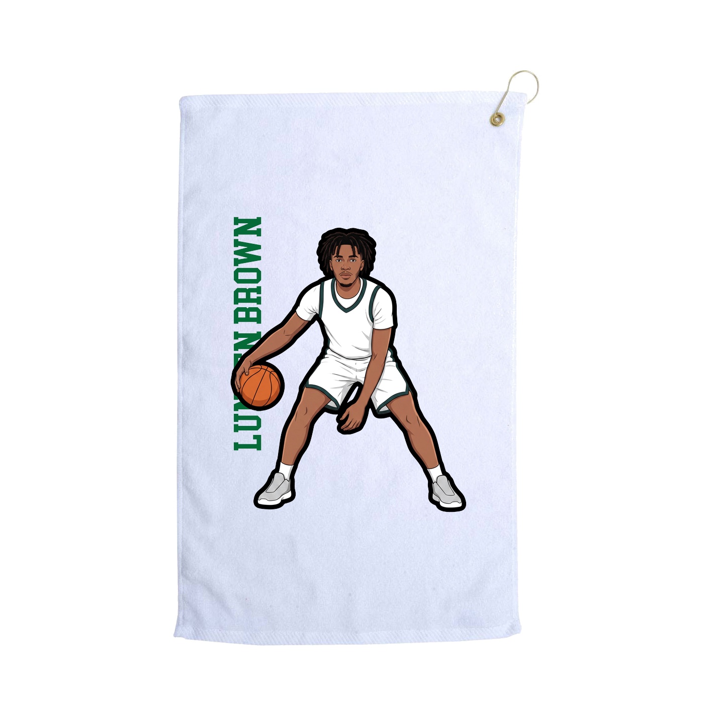 Golf Towel — Name Vertical in White