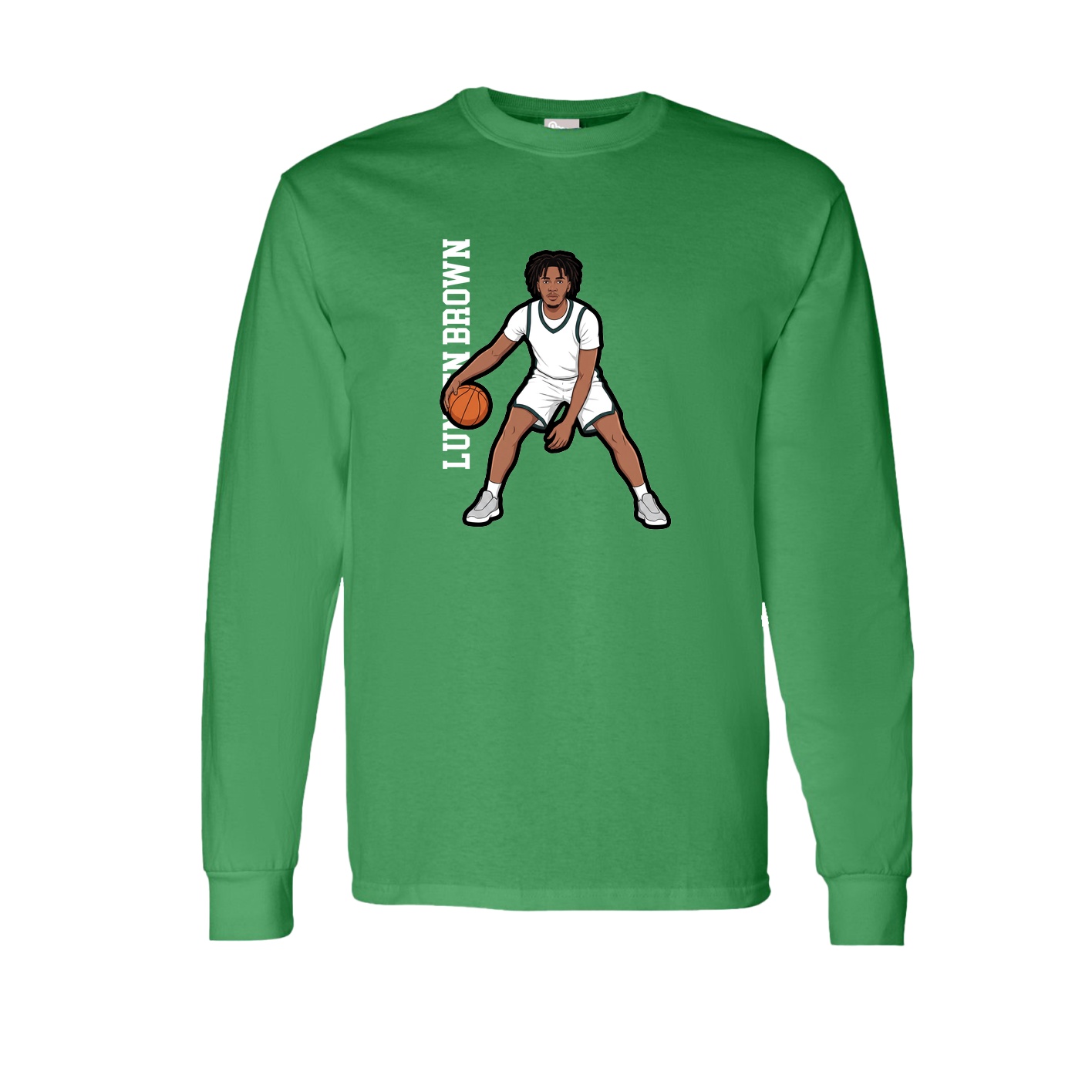 Long Sleeve Tee — Name Vertical in Green