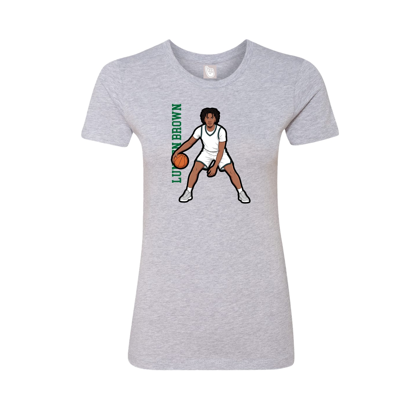 Fitted Women's Tee — Name Vertical in Grey