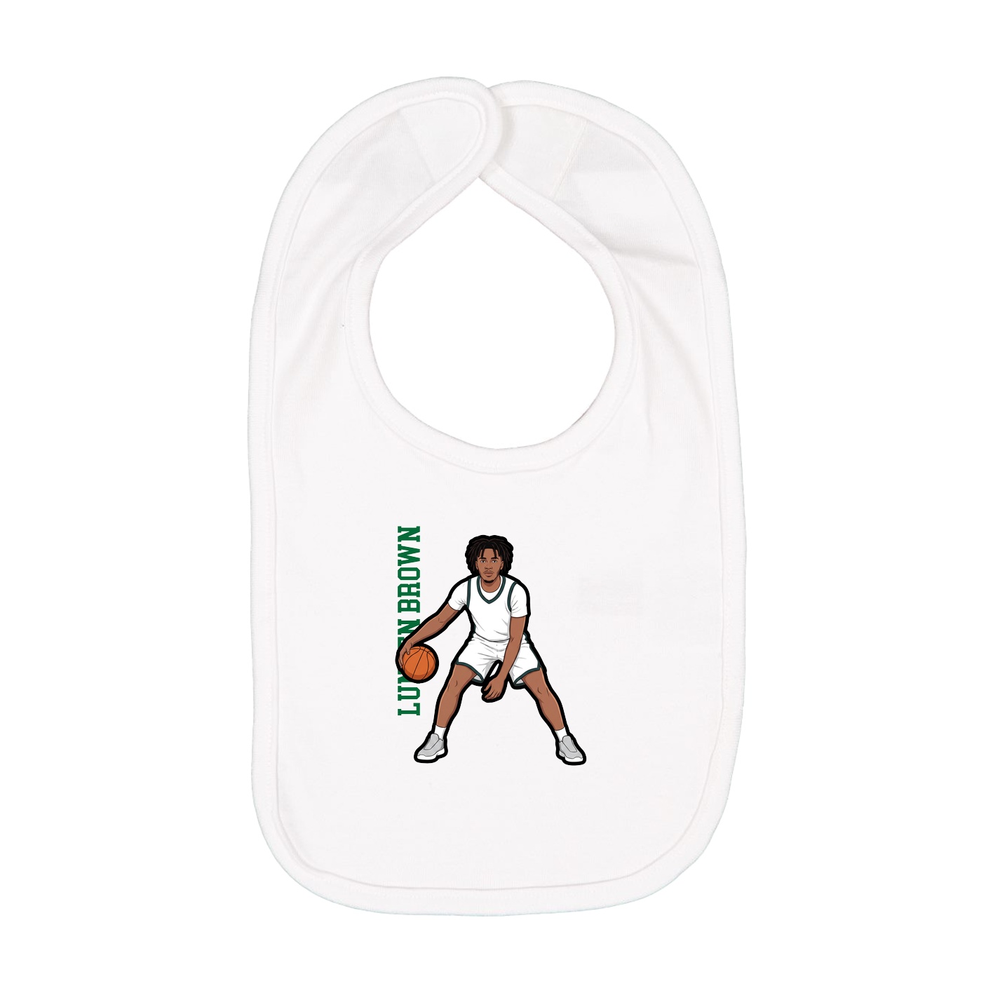 Infant Bib — Name Vertical in White