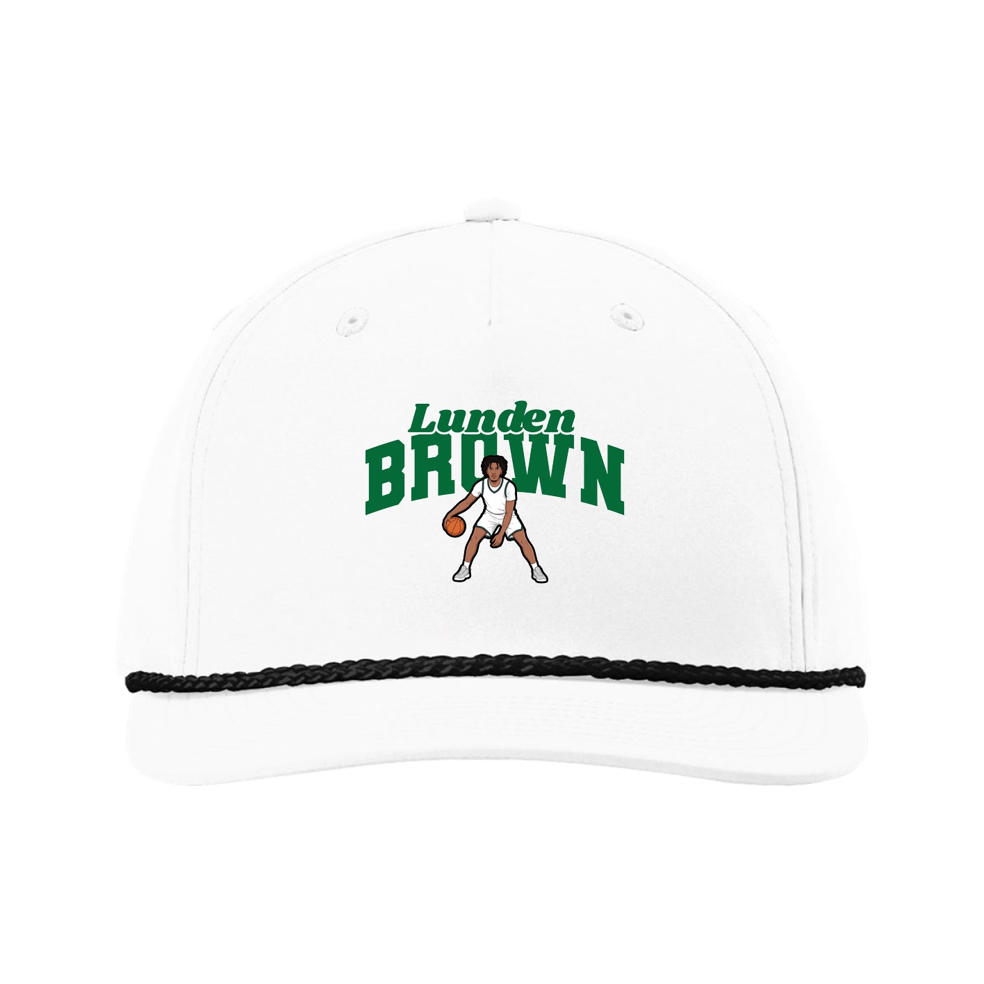 Five-Panel Classic Rope Cap — Signature Arch in White