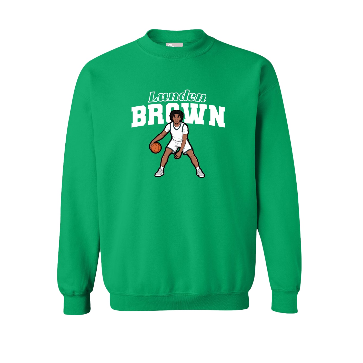Fleece Crew — Name Arch in Green