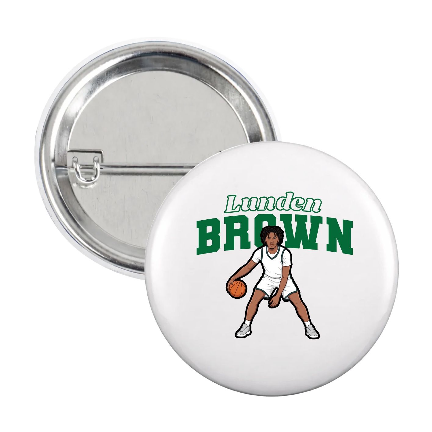 Game Day Button — Name Arch in White
