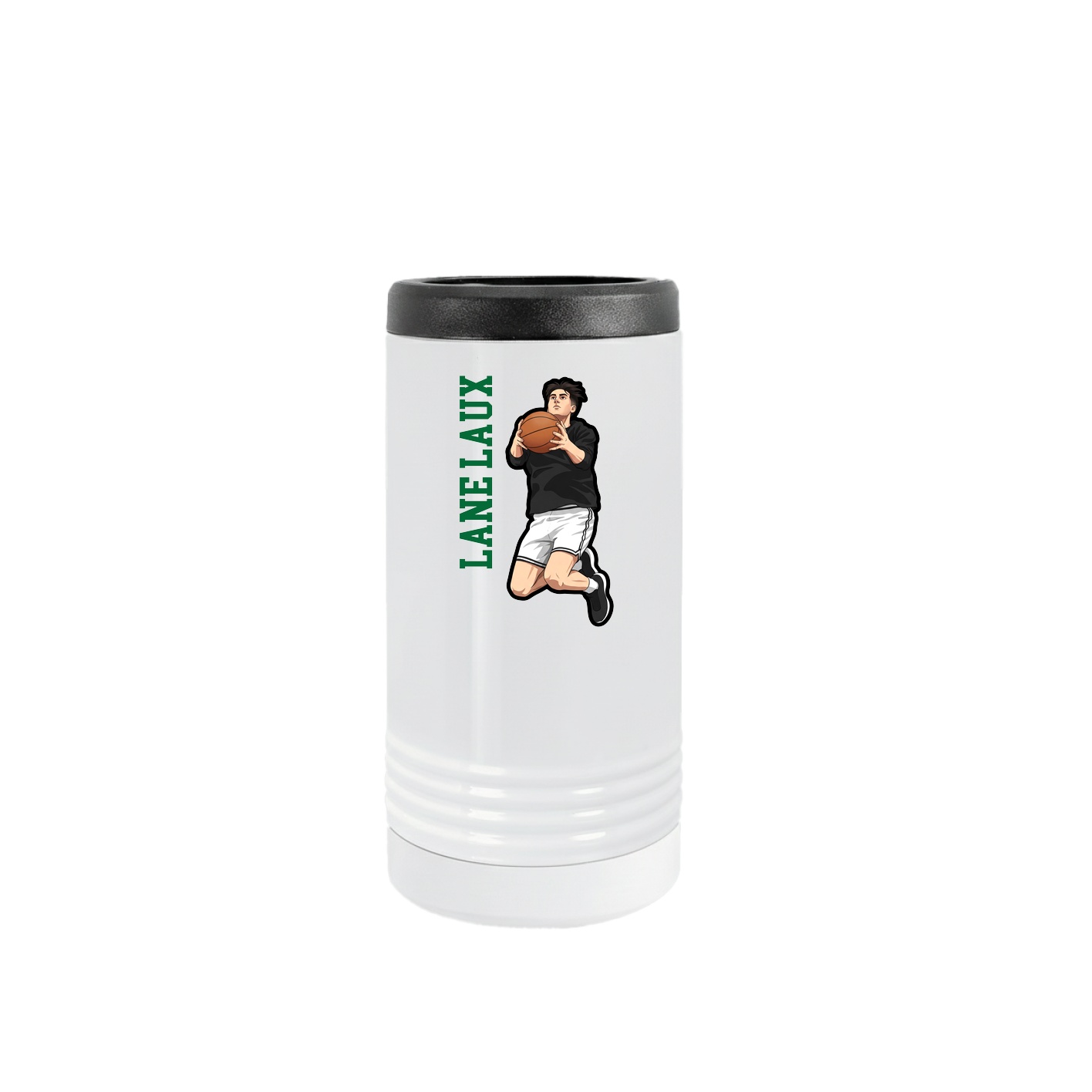 Slim Beverage Holder — Name Vertical in White