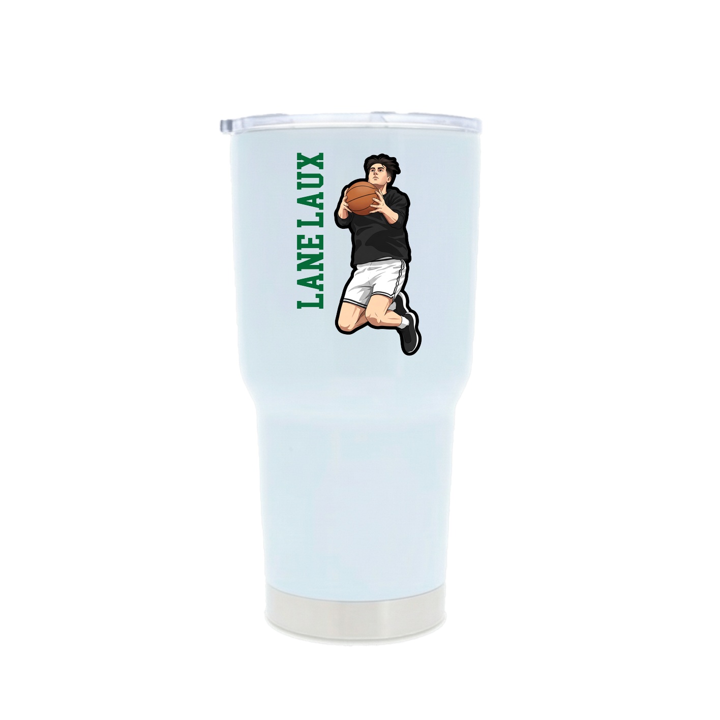 30oz Stainless Steel Tumbler — Name Vertical in White