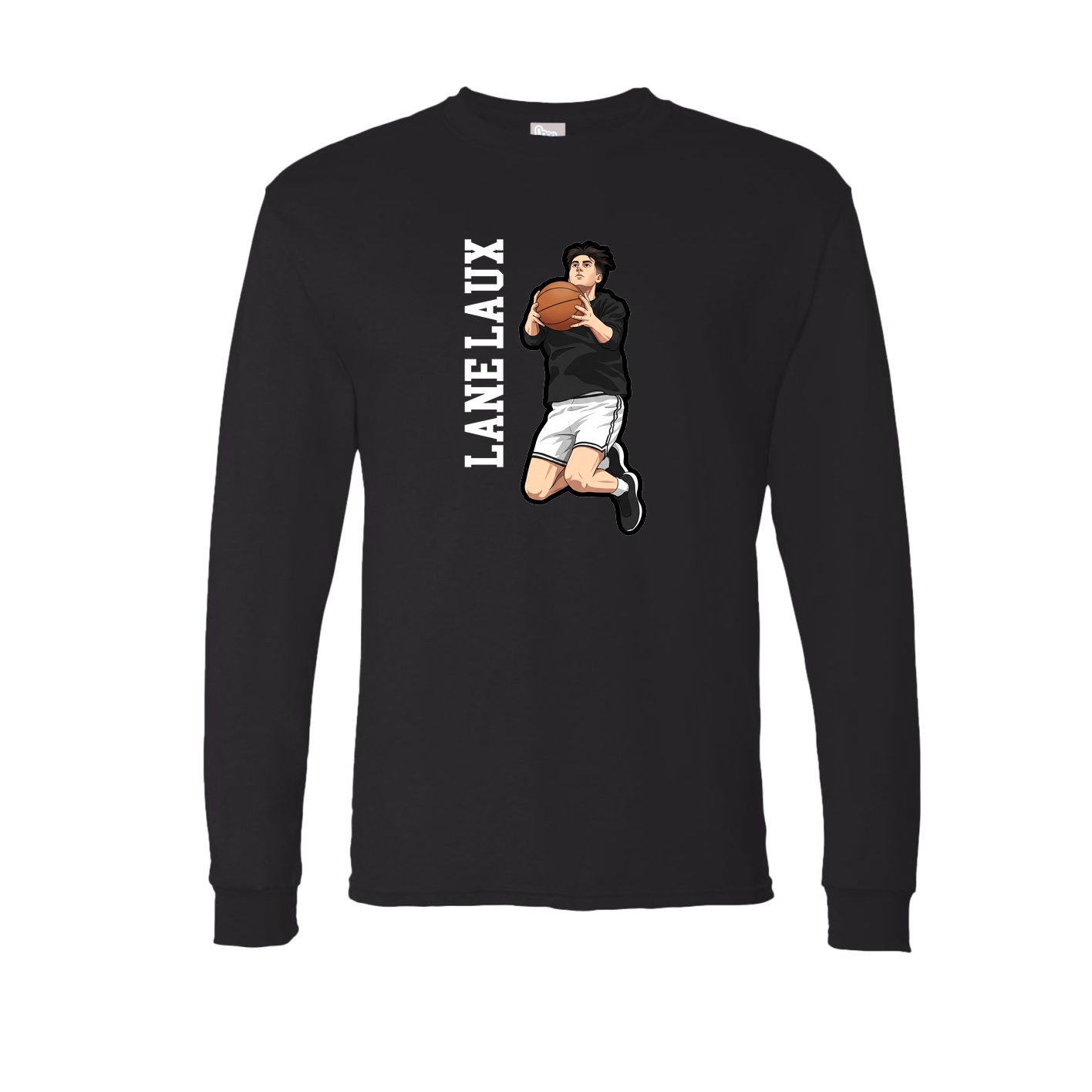 Long Sleeve Tee — Name Vertical in Black