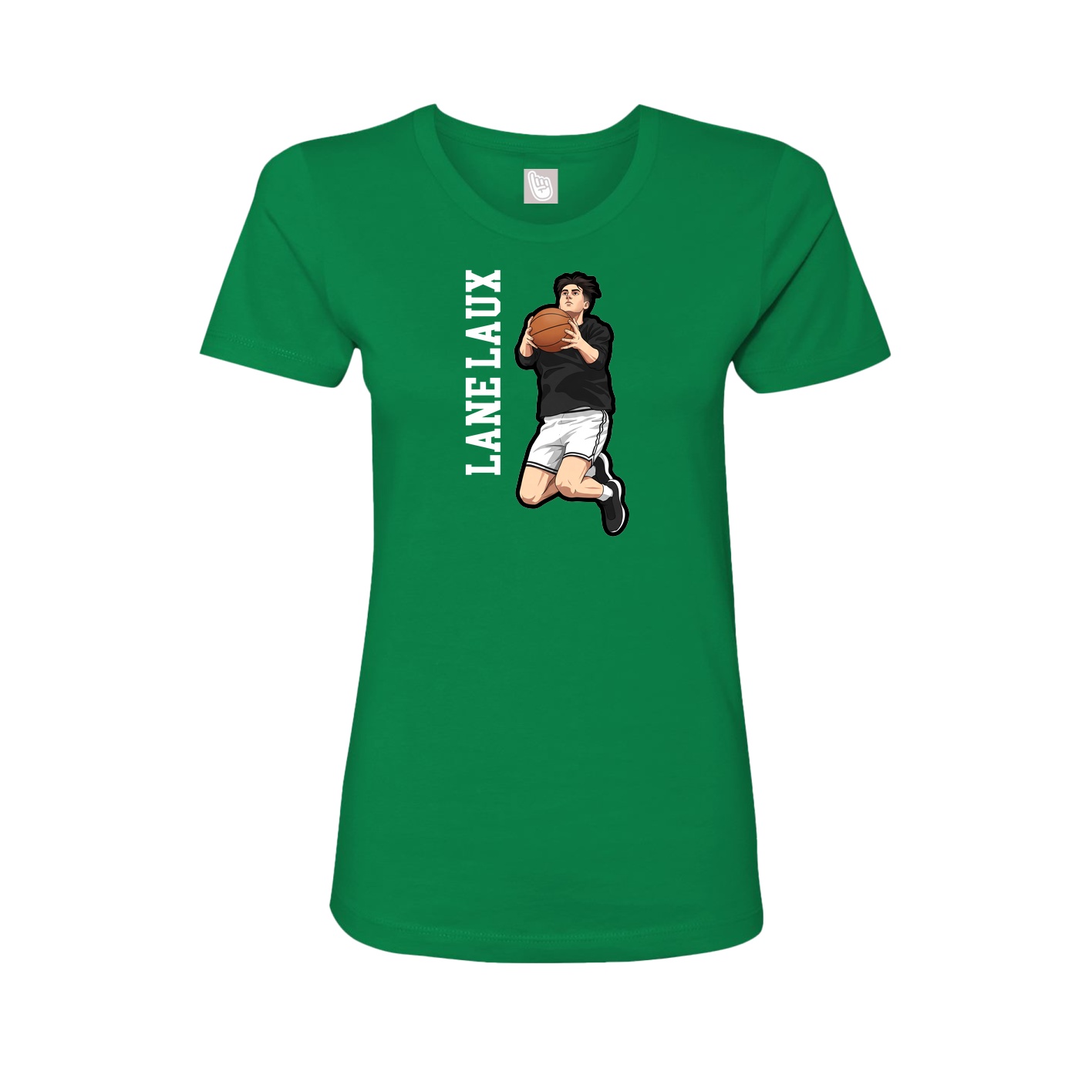 Fitted Women's Tee — Name Vertical in Green