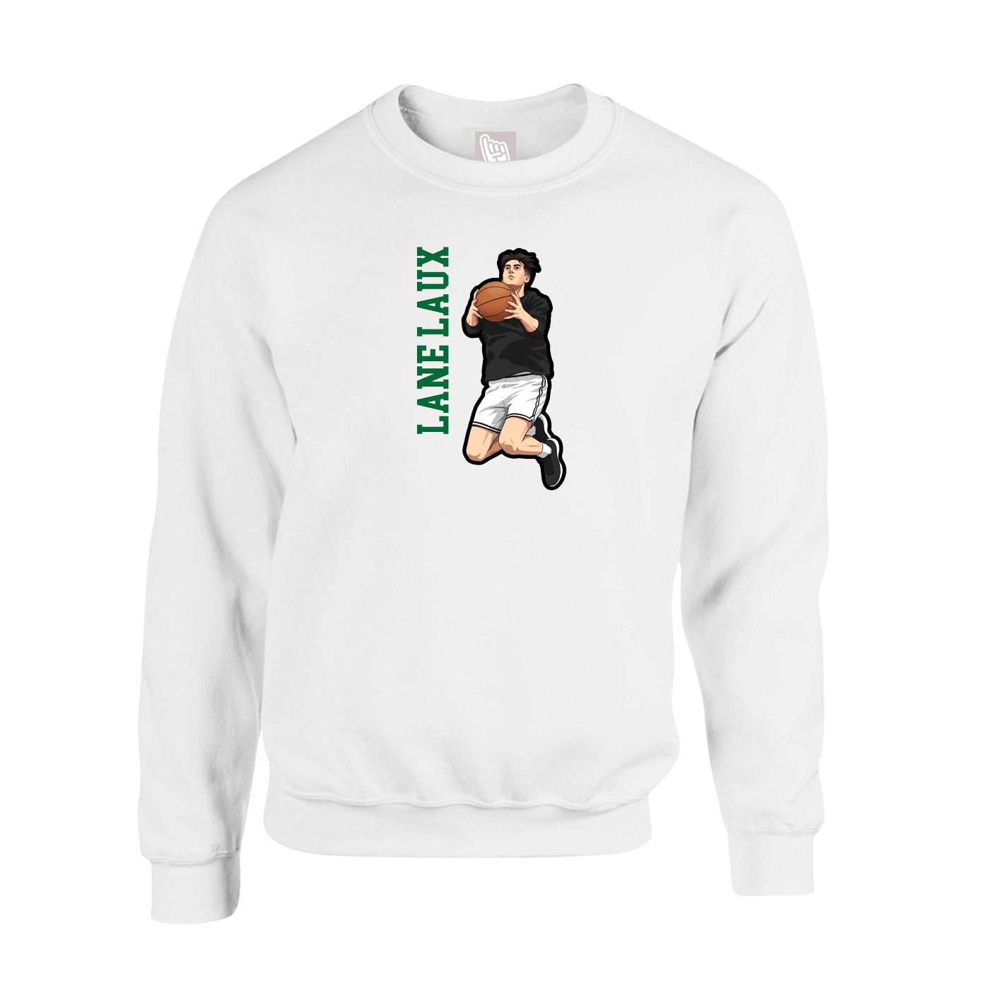 Fleece Crew — Name Vertical in White