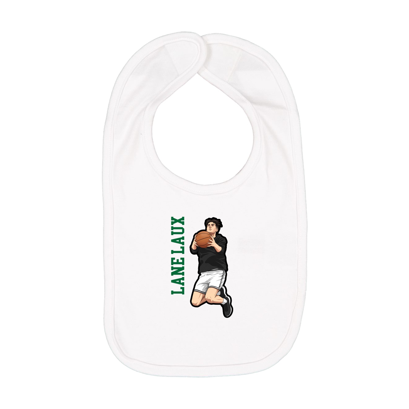 Infant Bib — Name Vertical in White