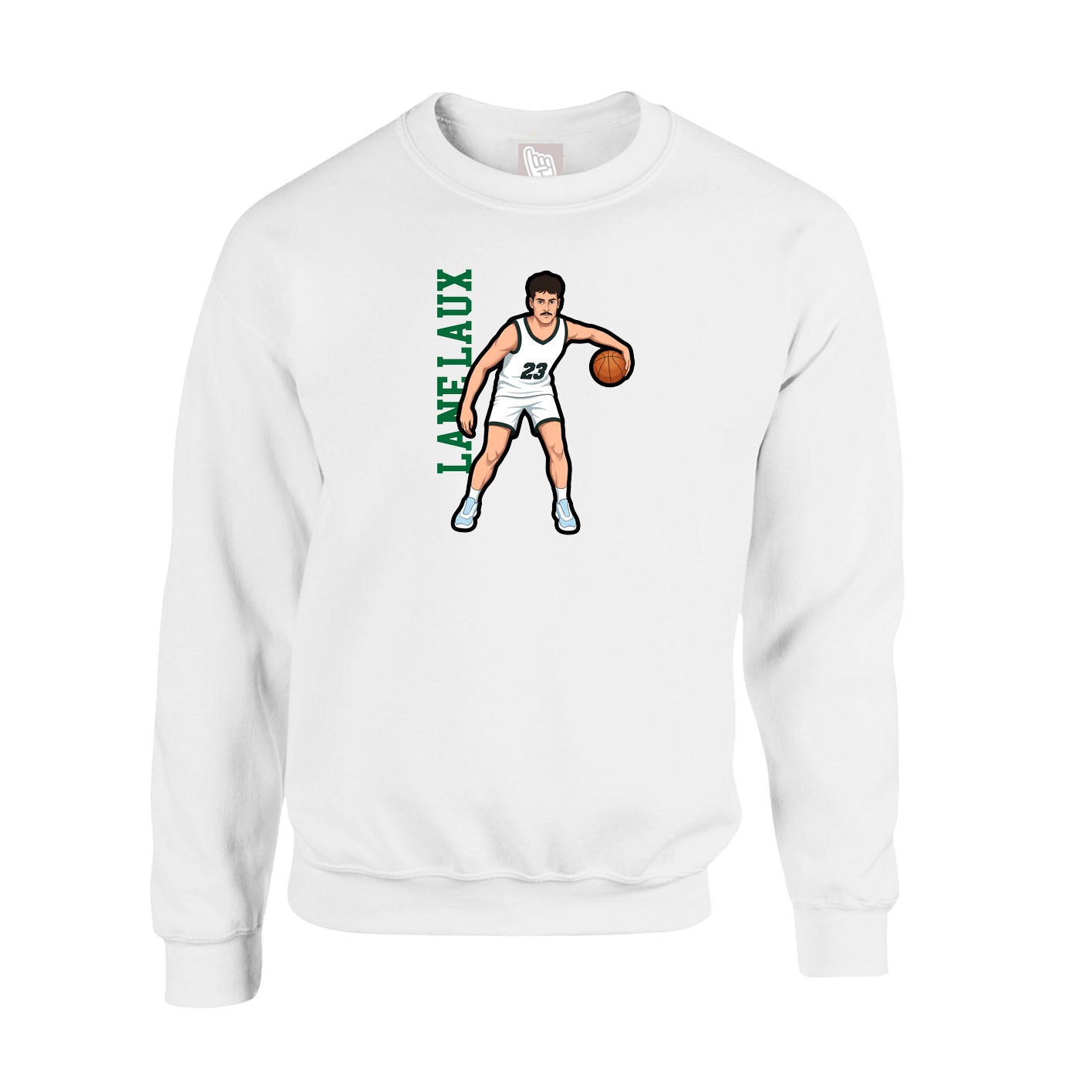 Fleece Crew — Name Vertical in White