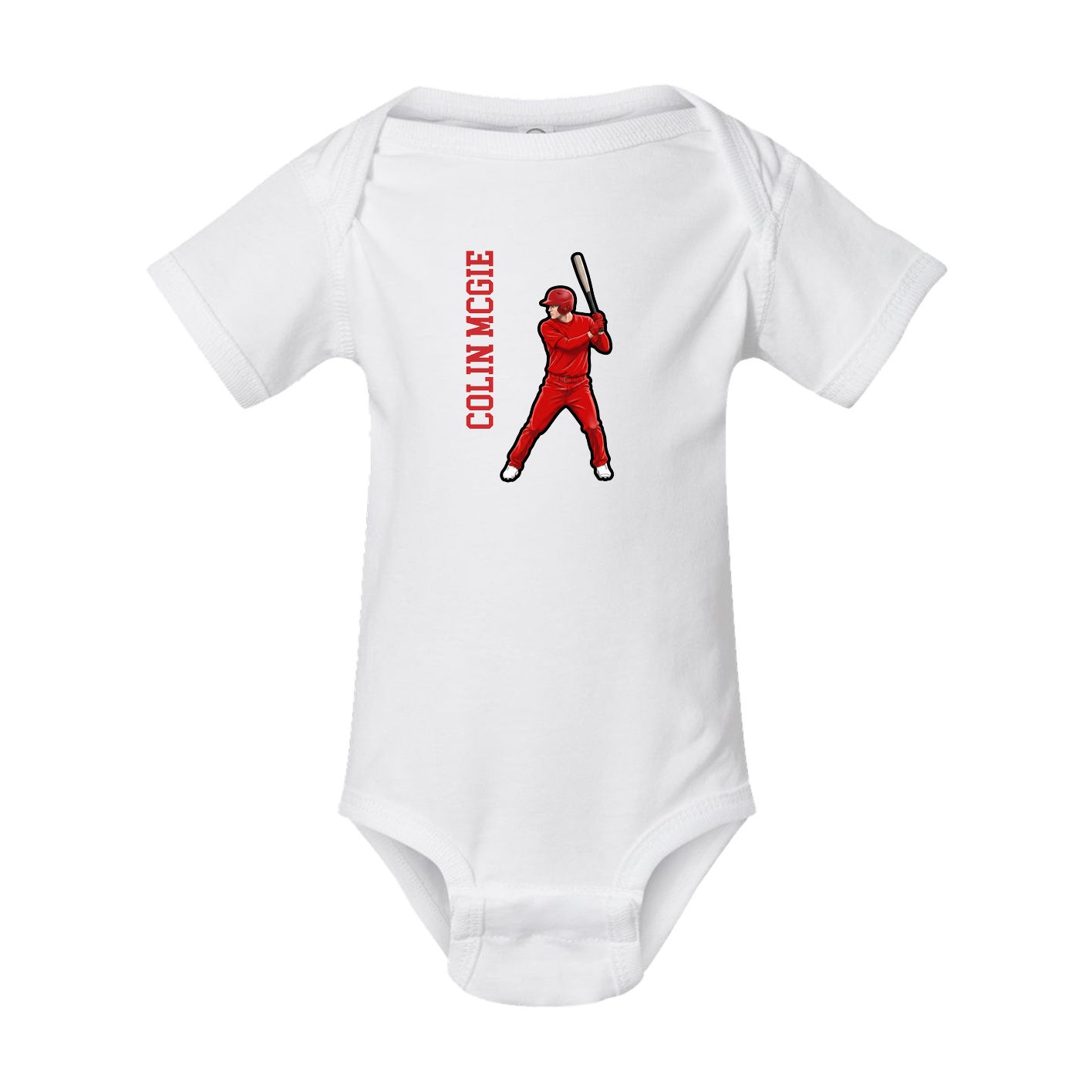 Baby Onesie — Name Vertical in White
