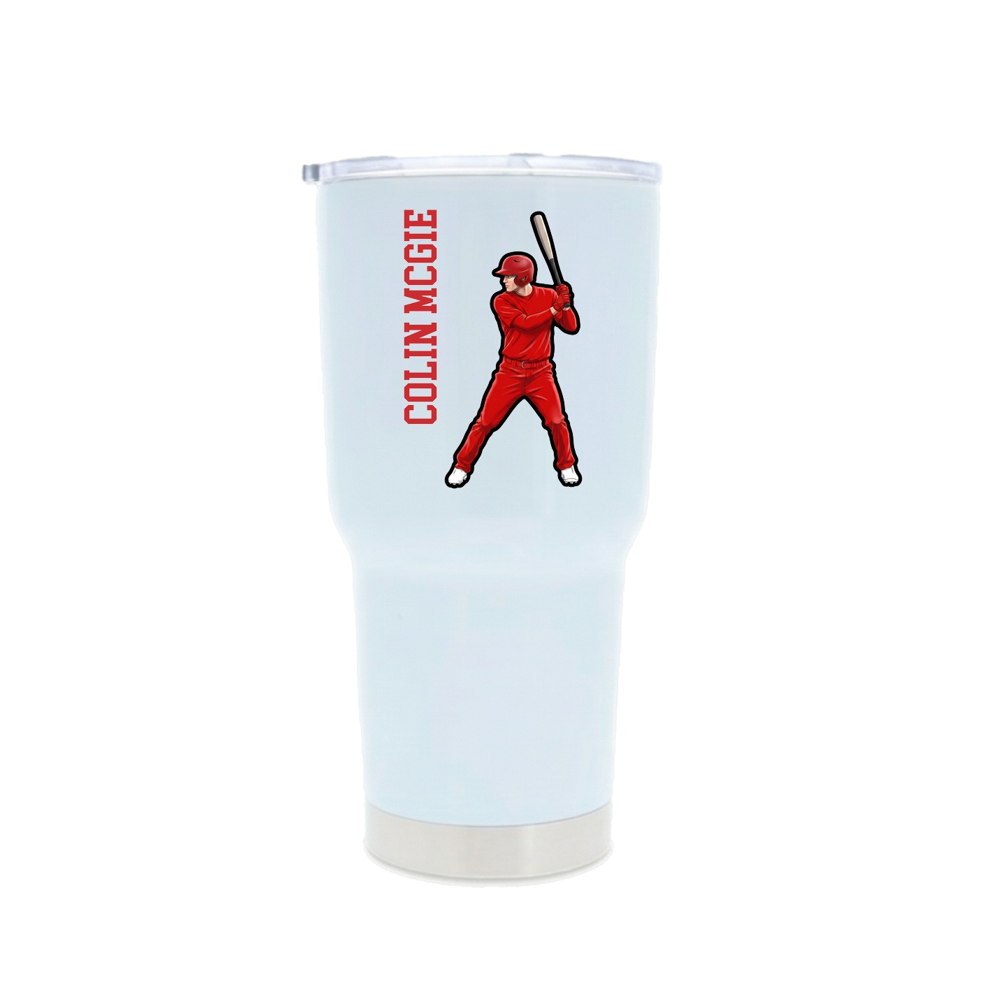30oz Stainless Steel Tumbler — Name Vertical in White