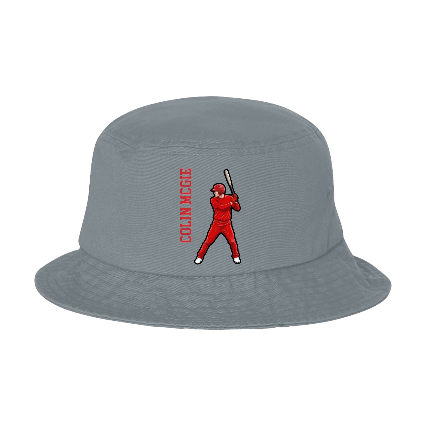 Bucket Cap — Name Vertical in Grey