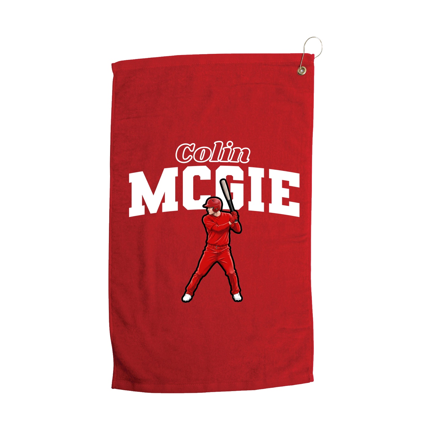 Golf Towel — Name Arch in Red