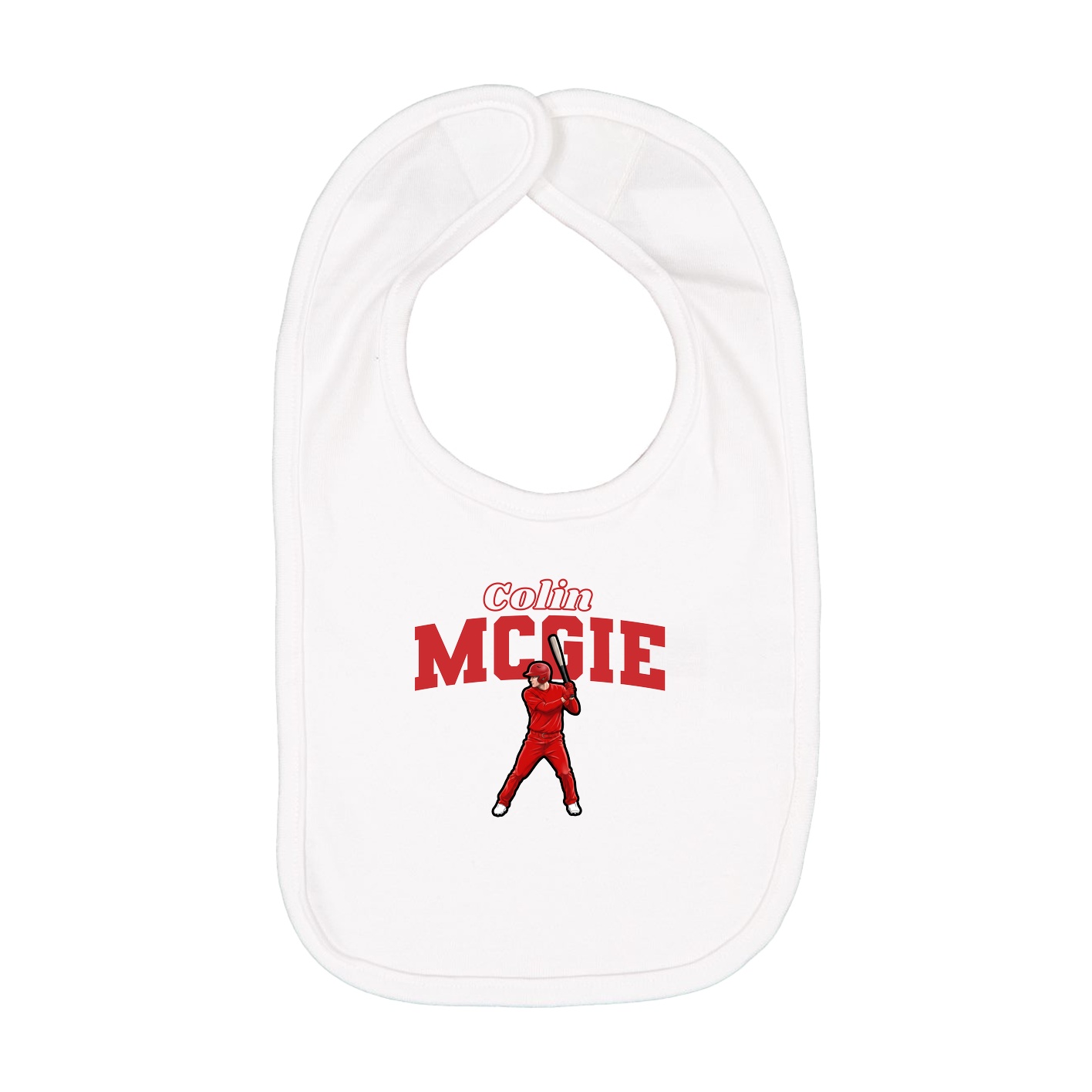 Infant Bib — Name Arch in White
