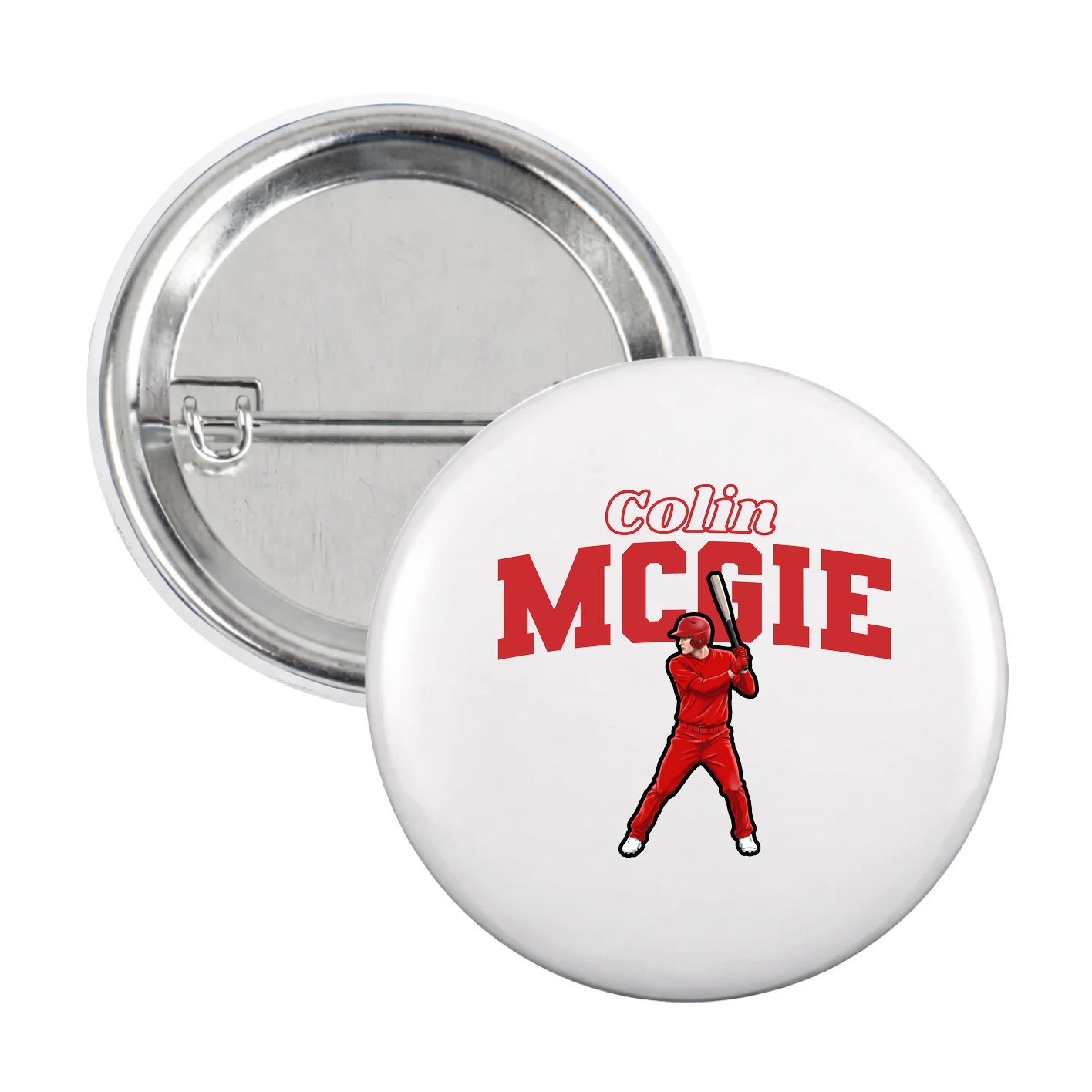 Game Day Button — Name Arch in White