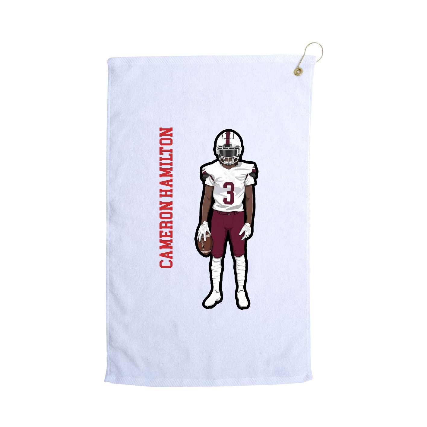 Golf Towel — Name Vertical in White