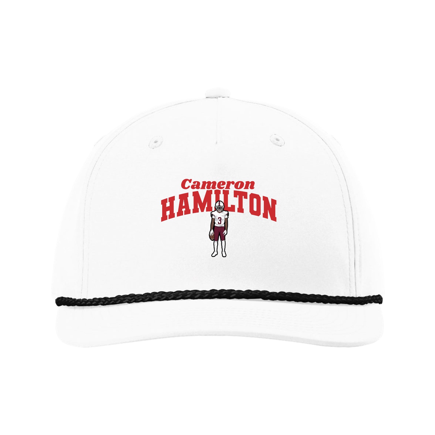 Five-Panel Classic Rope Cap — Signature Arch in White