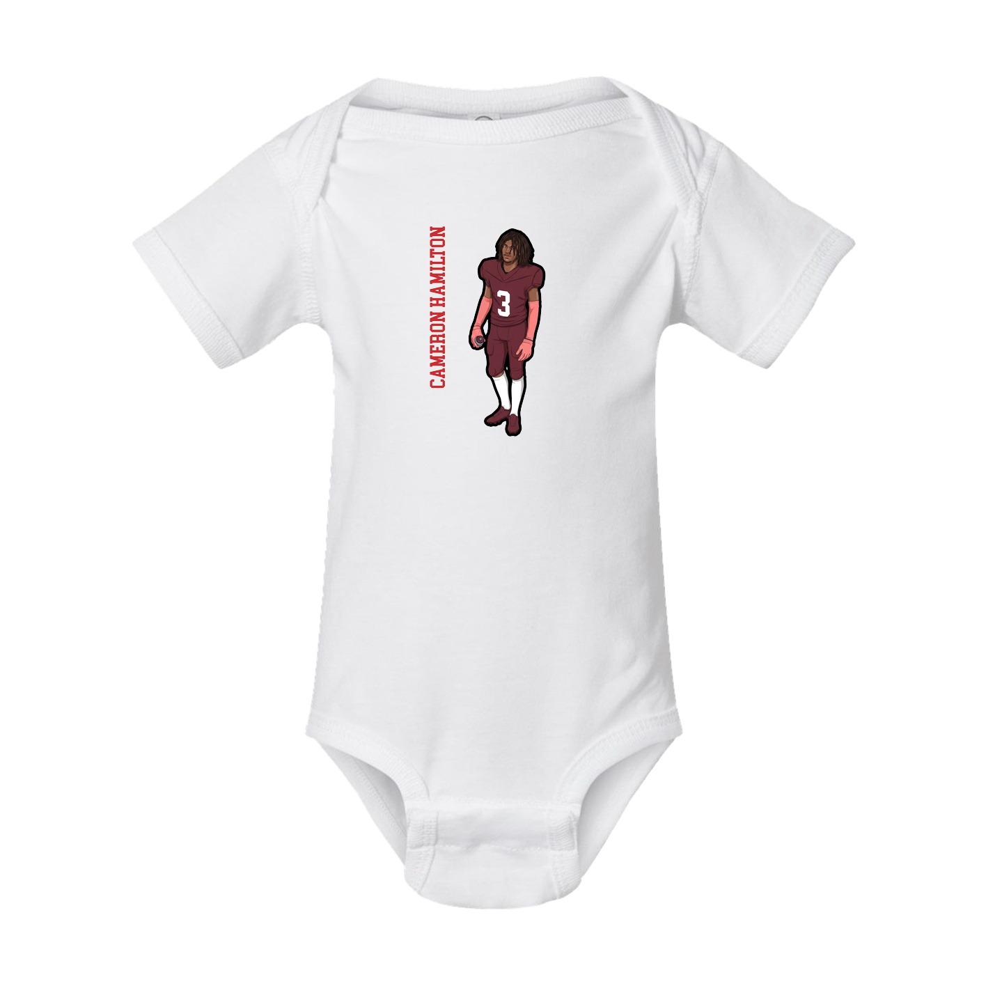 Baby Onesie — Name Vertical in White